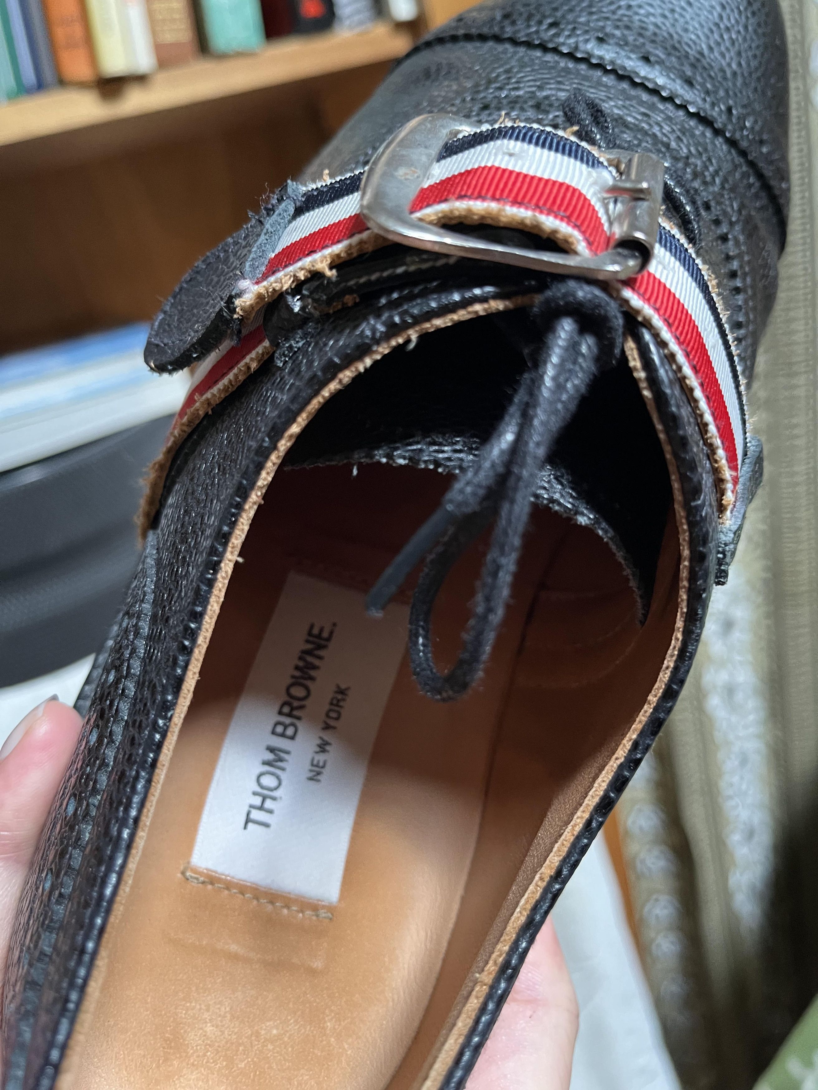 Thom Browne Pebbled Oxford Brogues with Signature Grosgrain Belts Size US 8 / EU 41 - 6 Thumbnail