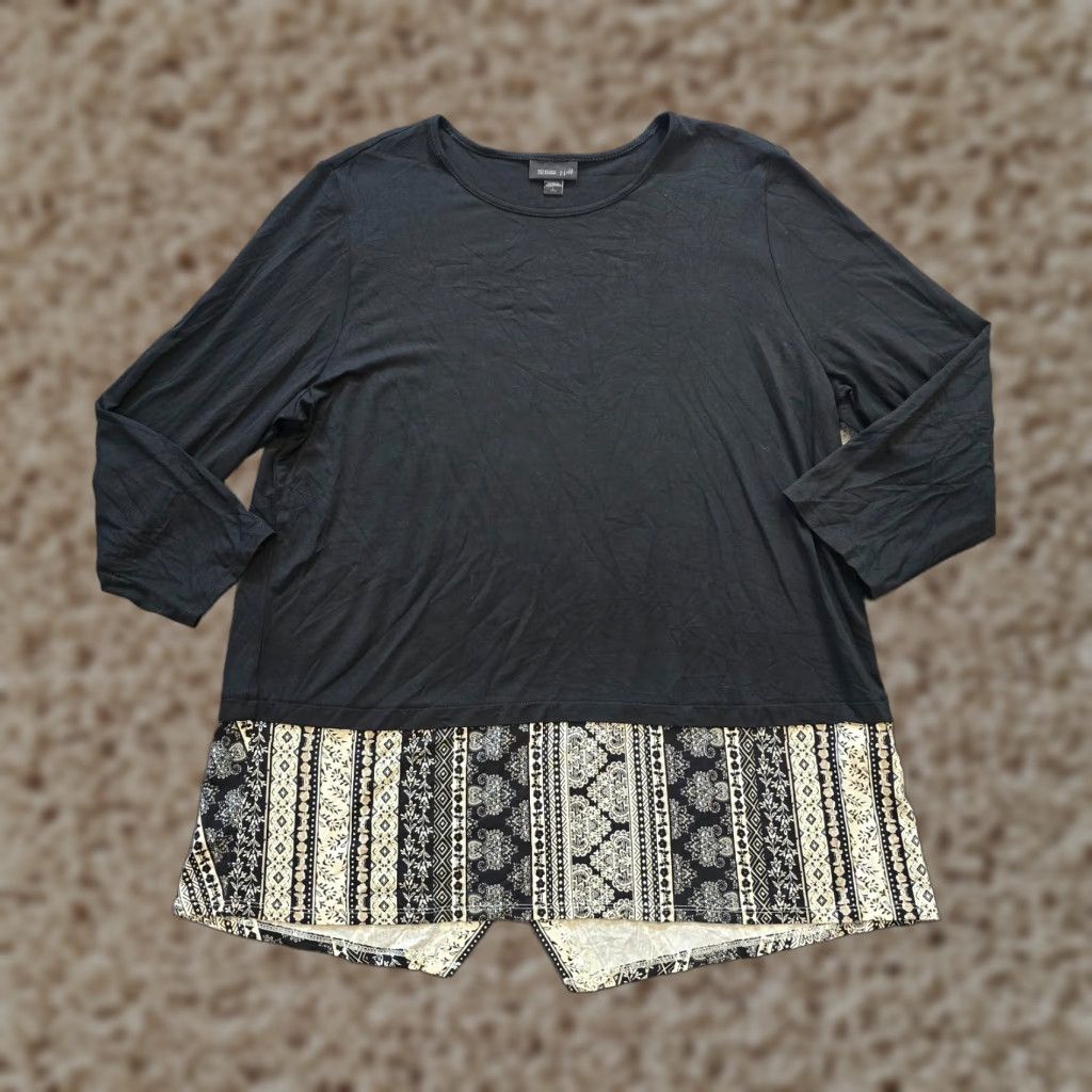 J. Jill J. Jill Top Blouse Womens Large Tall Black 3/4 Sleeve Wearever Stretch Casual Capsule Shirt Size L / US 10 / IT 46 - 1 Thumbnail