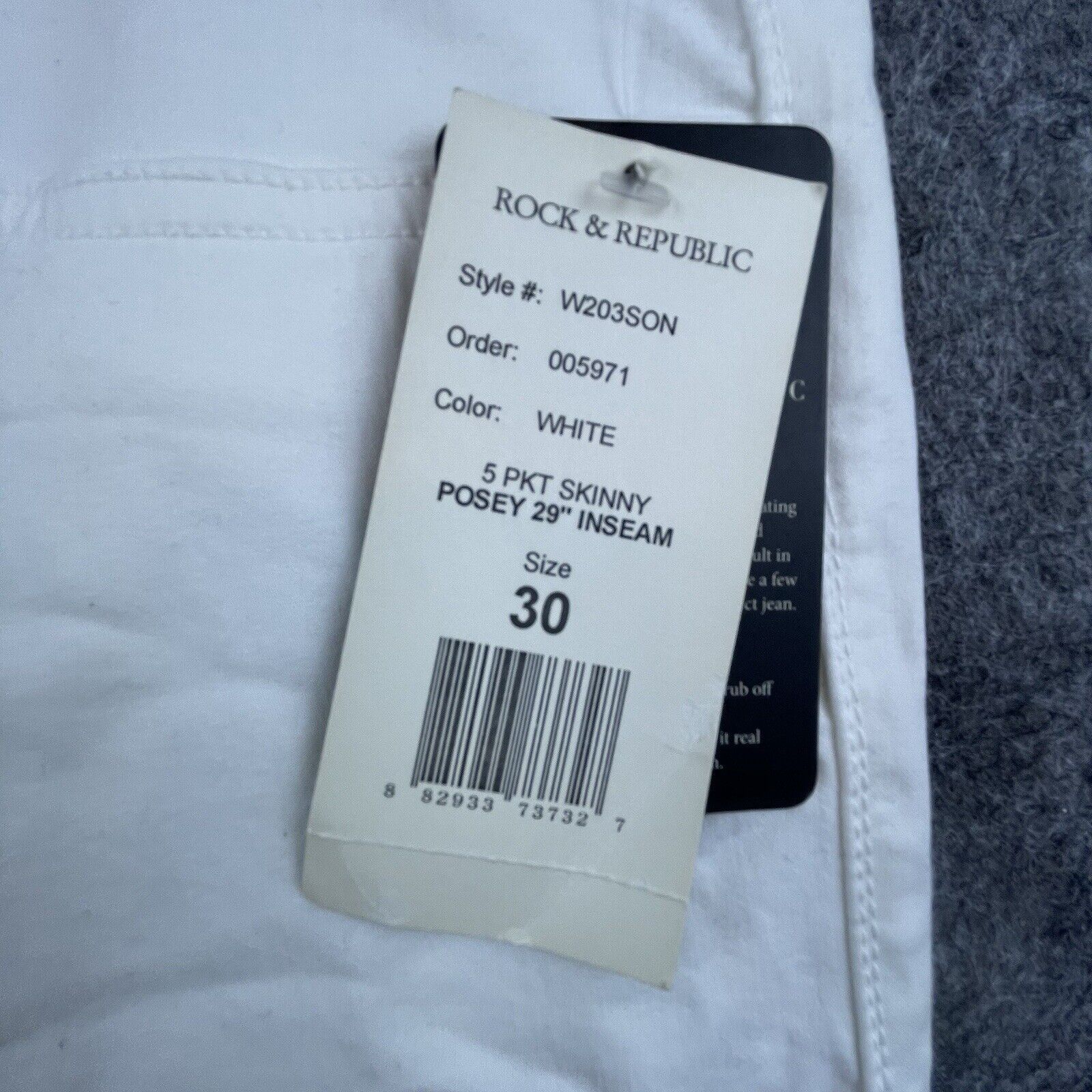 Rock & Republic Rock & Republic Jeans Womens 30 White 5 Pocket Skinny Posey Size 30" / US 8 / IT 44 - 5 Thumbnail