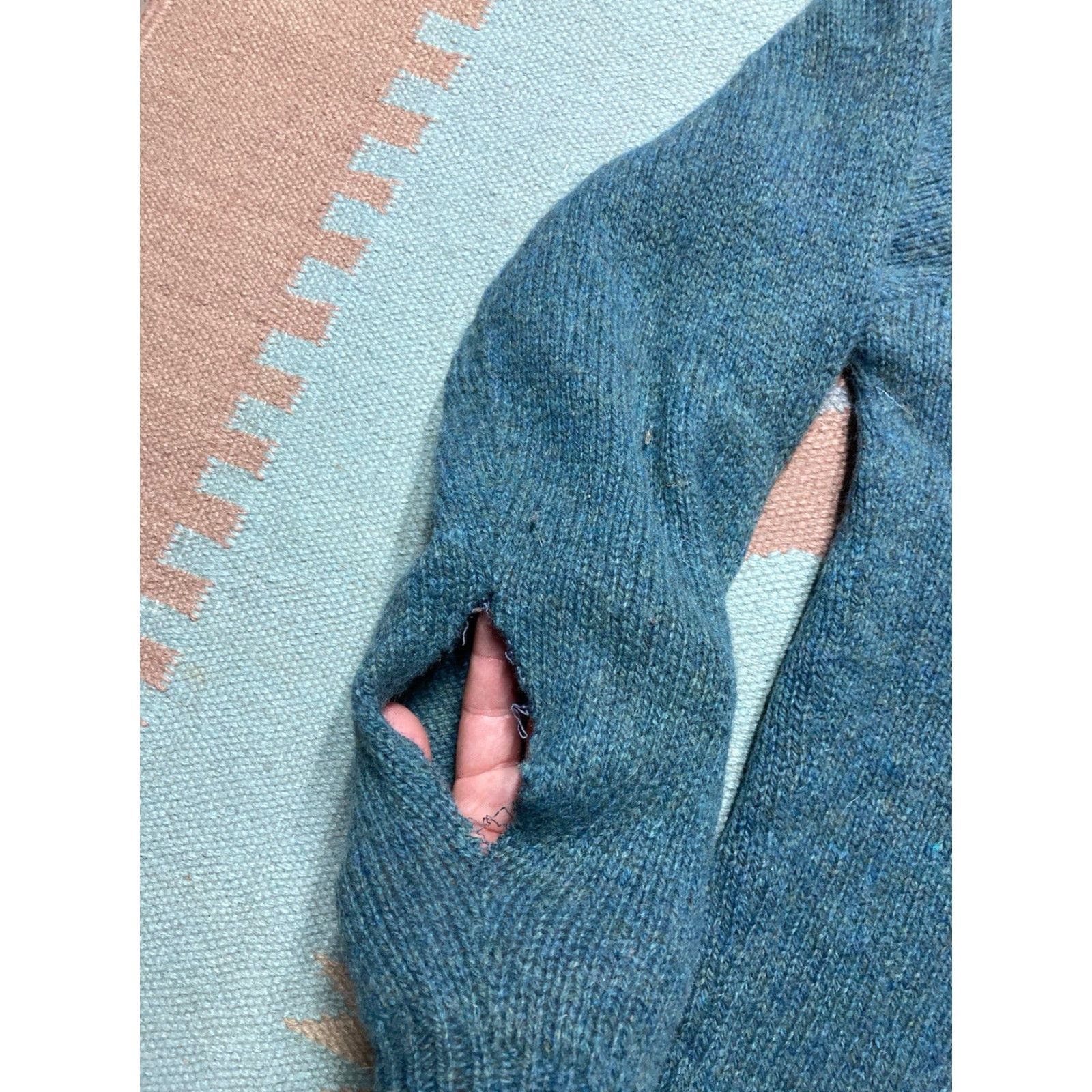 Vintage VINTAGE 50s 60s Knit Sweater Sears Wool Camel Blend Distressed Blue Large Size US L / EU 52-54 / 3 - 2 Thumbnail