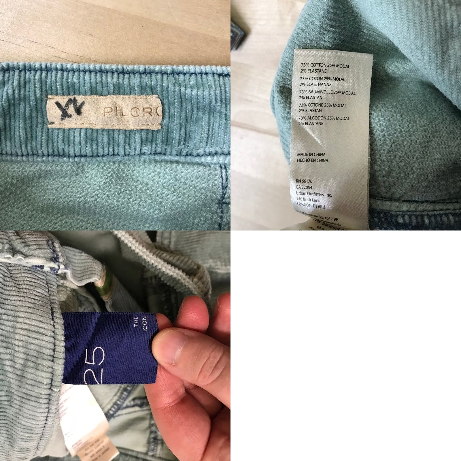 Vintage VINTAGE Pilcro and the Letterpress Corduroy Flare Pants Green 25 Front Patch Pockets Slim Flare Womens Size 42" / US 20 - 8 Thumbnail