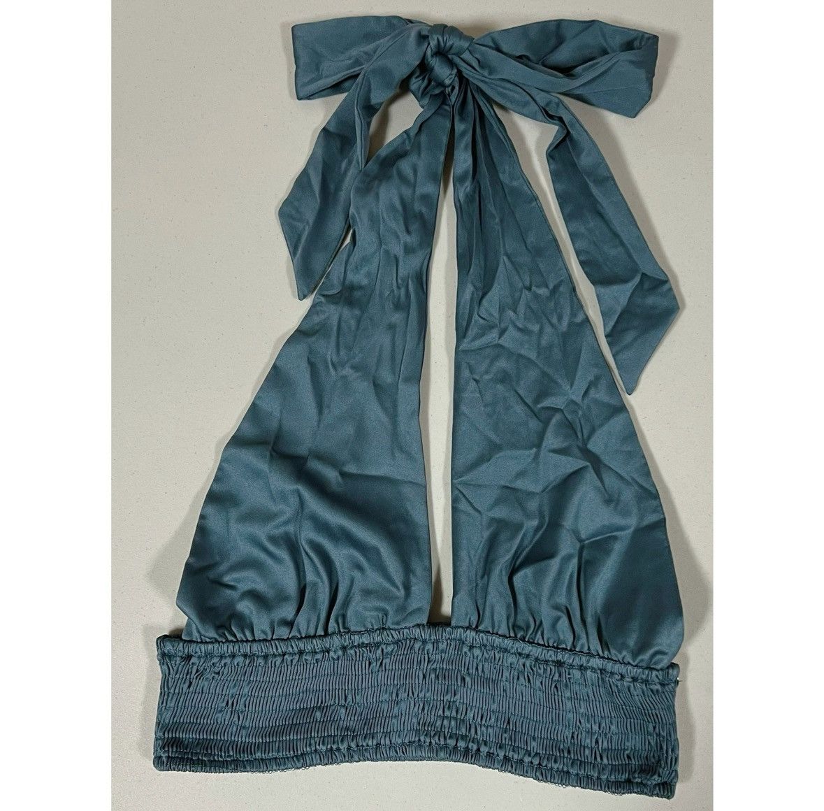 Free People Blue Periwinkle Satin Tie-Back Halter Crop Top Shirt Size S🦋 Size S / US 4 / IT 40 - 1 Thumbnail