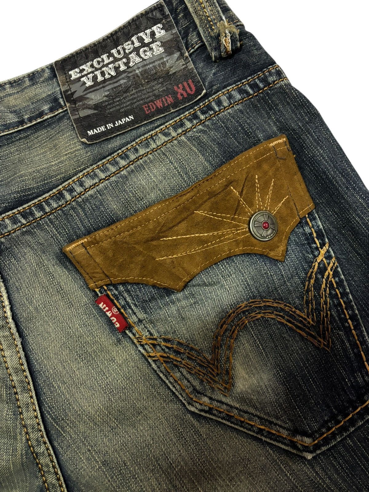 Edwin Vtg Edwin XV Japan Mud Washed Distressed Jeans Size US 34 / EU 50 - 8 Thumbnail