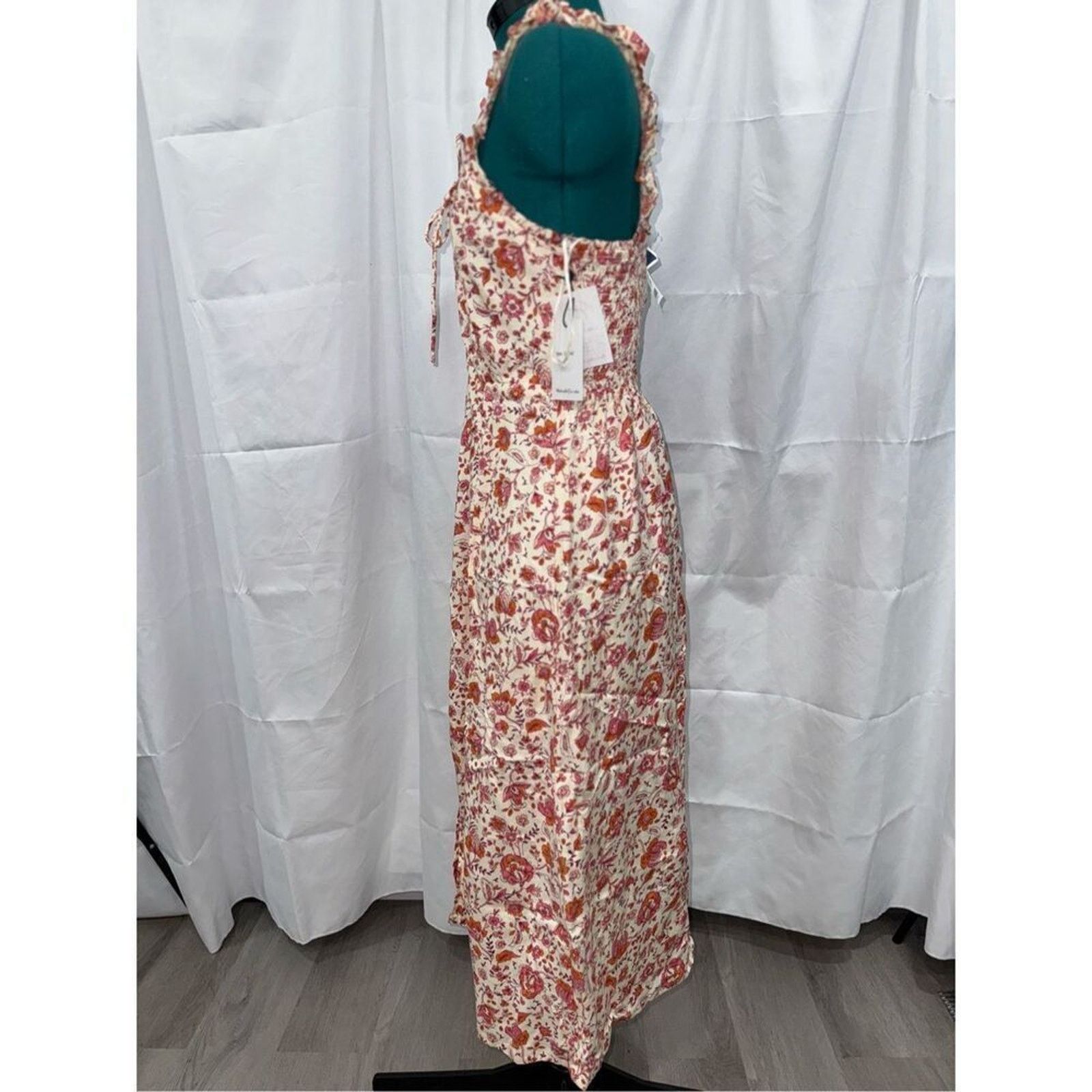 Japna linen blend floral midi dress | Sz S, NWT - www.bongoclub.cl