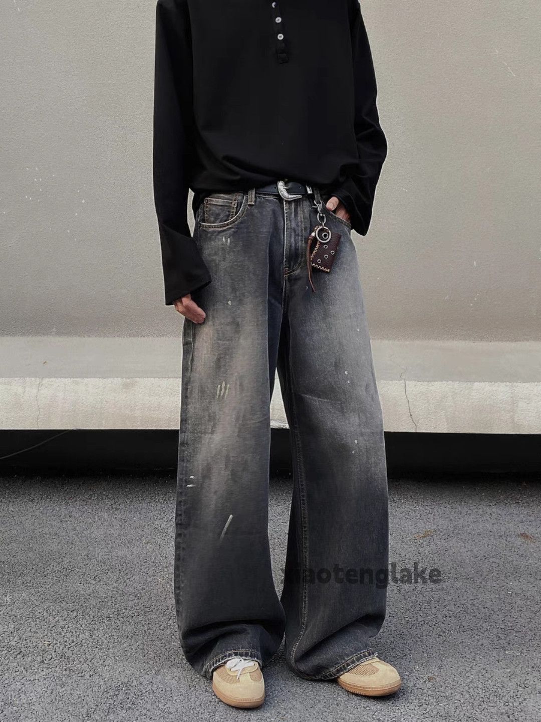 Jean × Vintage Washed faded loose baggy skate hiphop paint jeans Size US 26 / EU 42 - 3 Thumbnail