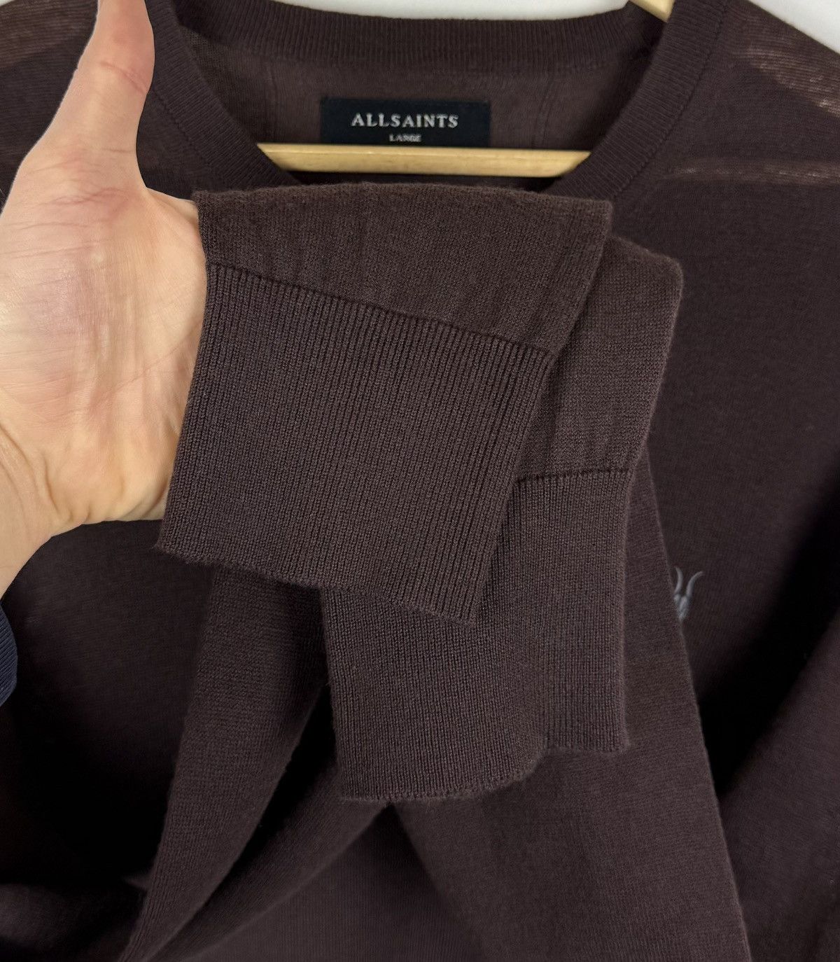 Allsaints Allsaints Nomo Crew Neck Knit Jumper Sweater Brown Wool Size US L / EU 52-54 / 3 - 6 Thumbnail