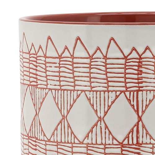 Designer × Homemade CERAMIC 10" AZTEC PLANTER ON WOODEN STAND, ORANGE Size US L / EU 52-54 / 3 - 6 Thumbnail