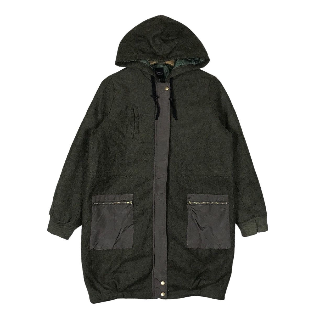 image of Urban Research Doors Vintage Urban Research Full Zipper Medium Long Hoodie Jacket in Green, Men's