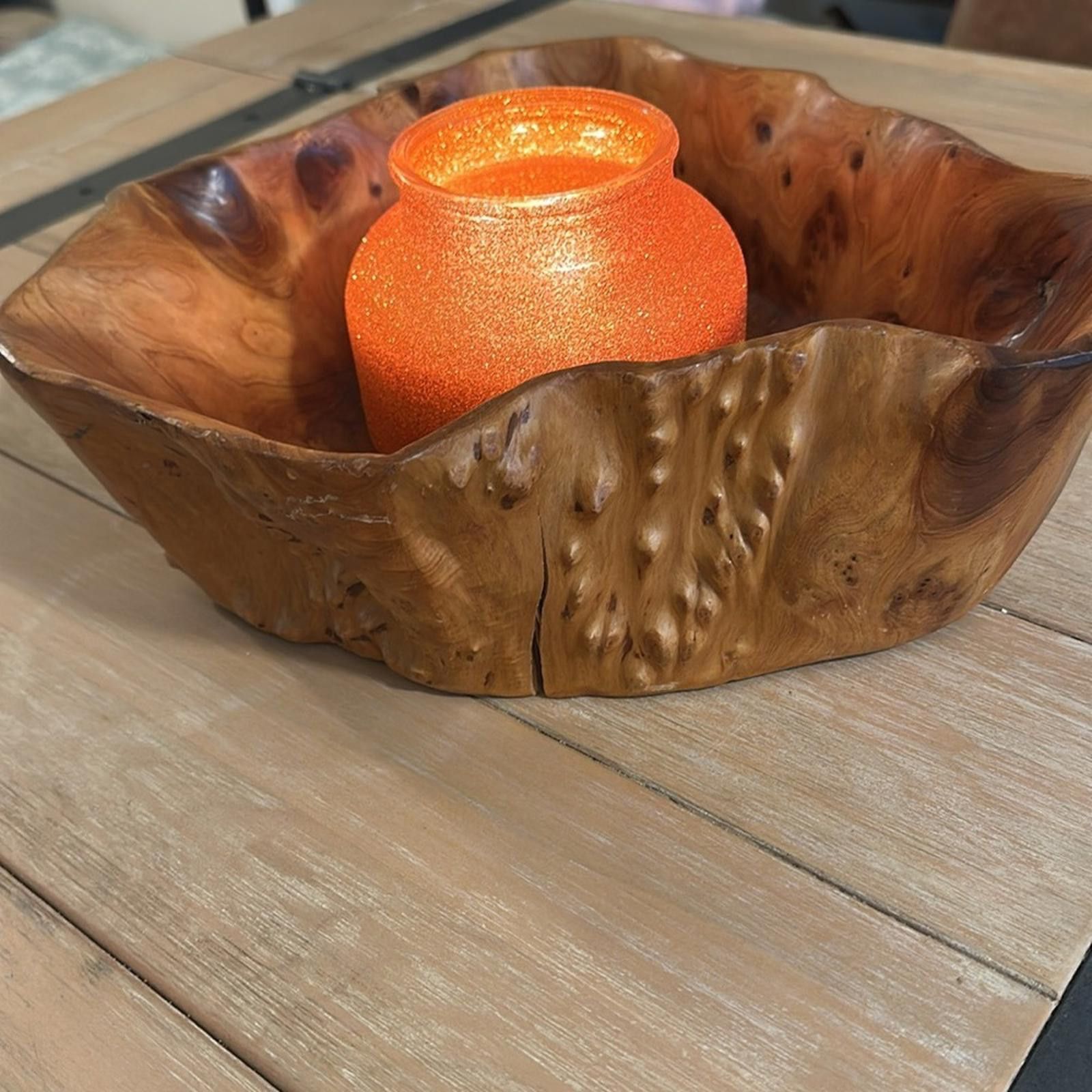 Vintage Stunning Burlwood Birdseye Wooden Bowl Vintage 12.5” Size ONE SIZE - 4 Thumbnail
