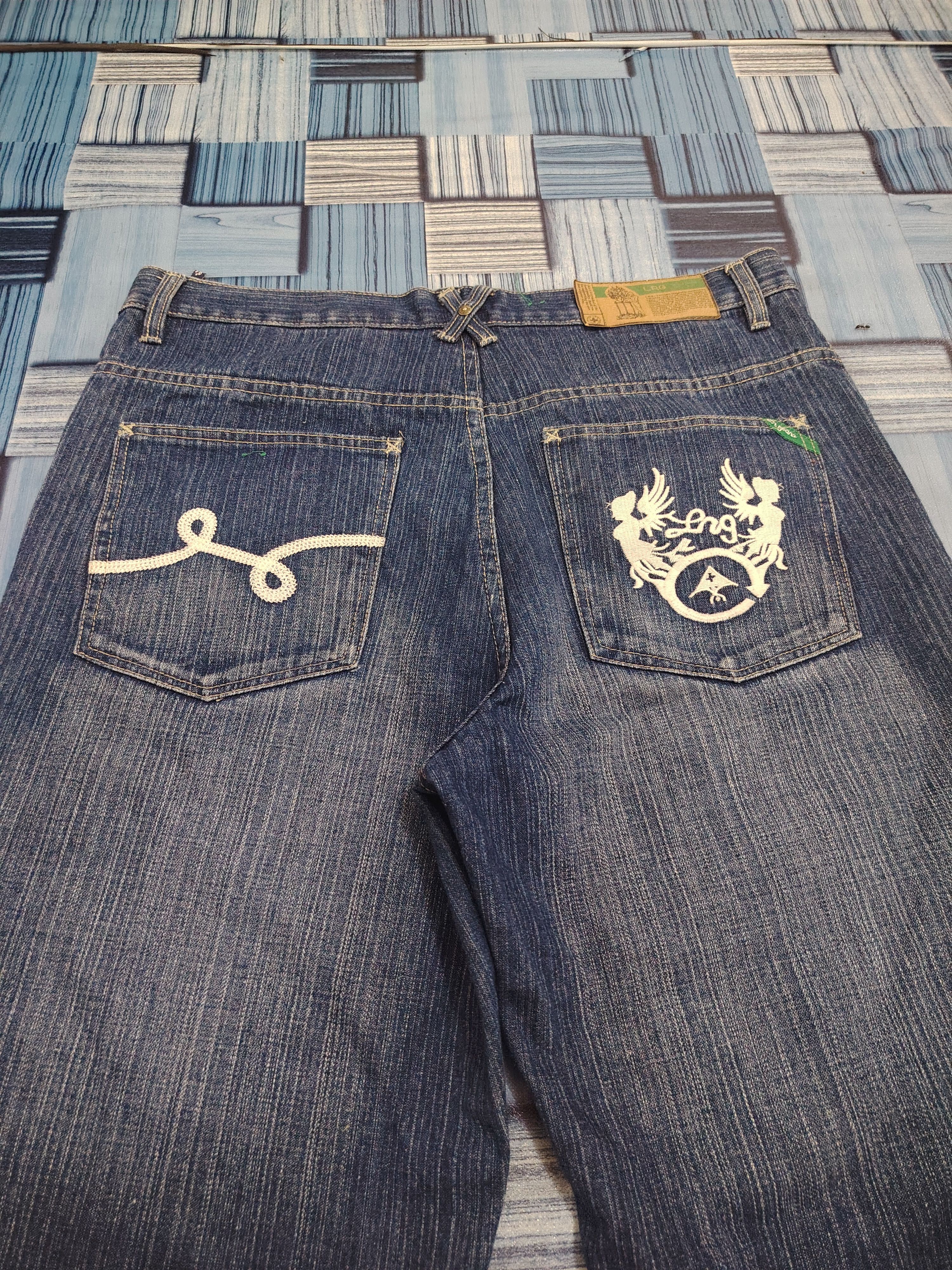 Japanese Brand 💥Insane💥 90's LRG Baggy Flared Jeans Size US 35 - 14 Thumbnail