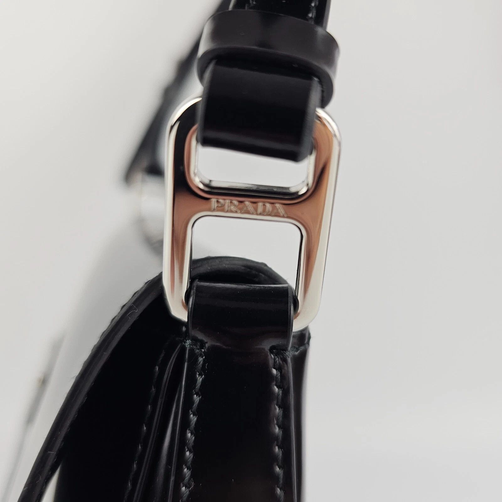 Prada PRADA Cleo Medium Black Brushed Leather Shoulder Bag Size ONE SIZE - 9 Thumbnail