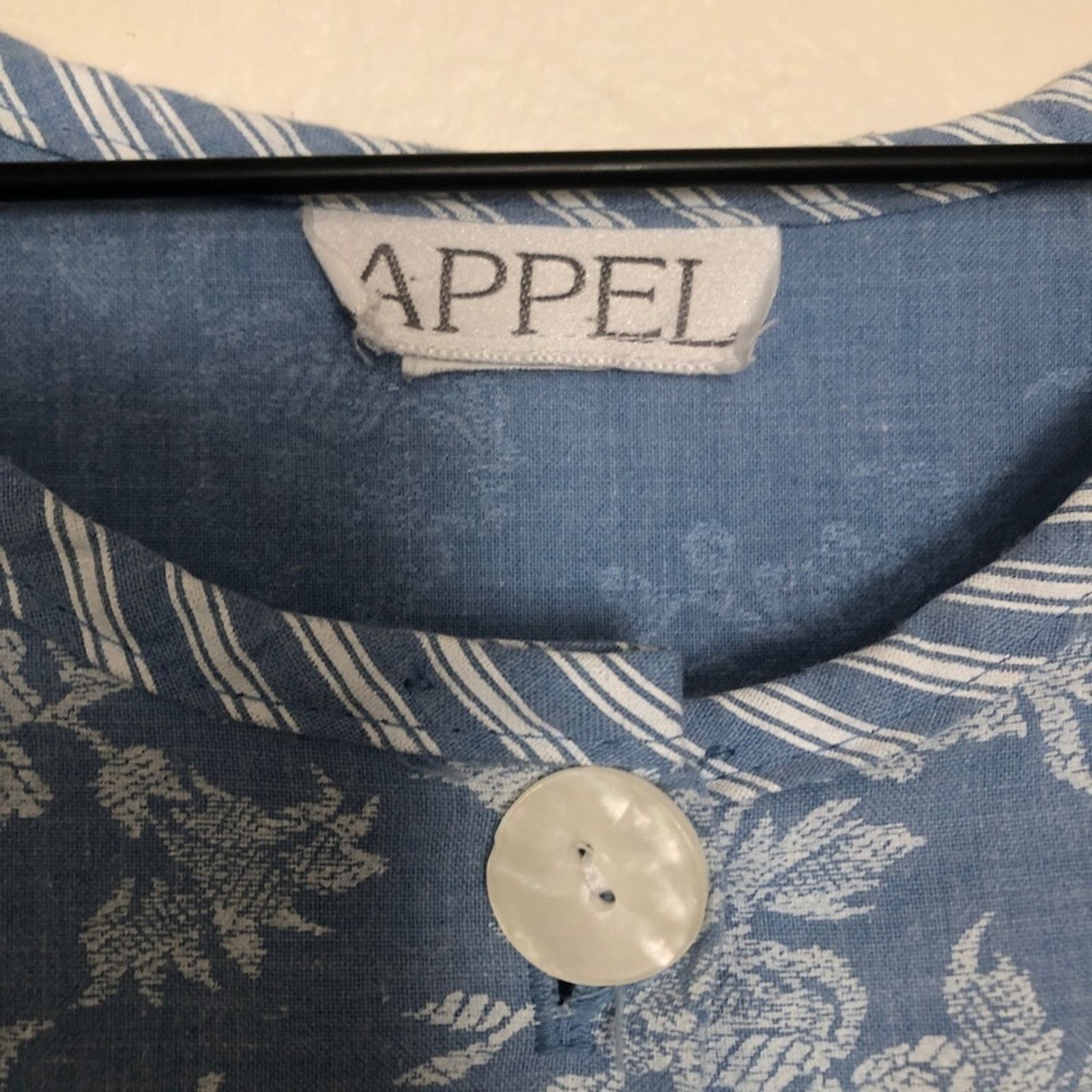 Vintage Appel Soft Denim Button Blue White Floral Jean Midi Dress Size M / US 6-8 / IT 42-44 - 3 Thumbnail