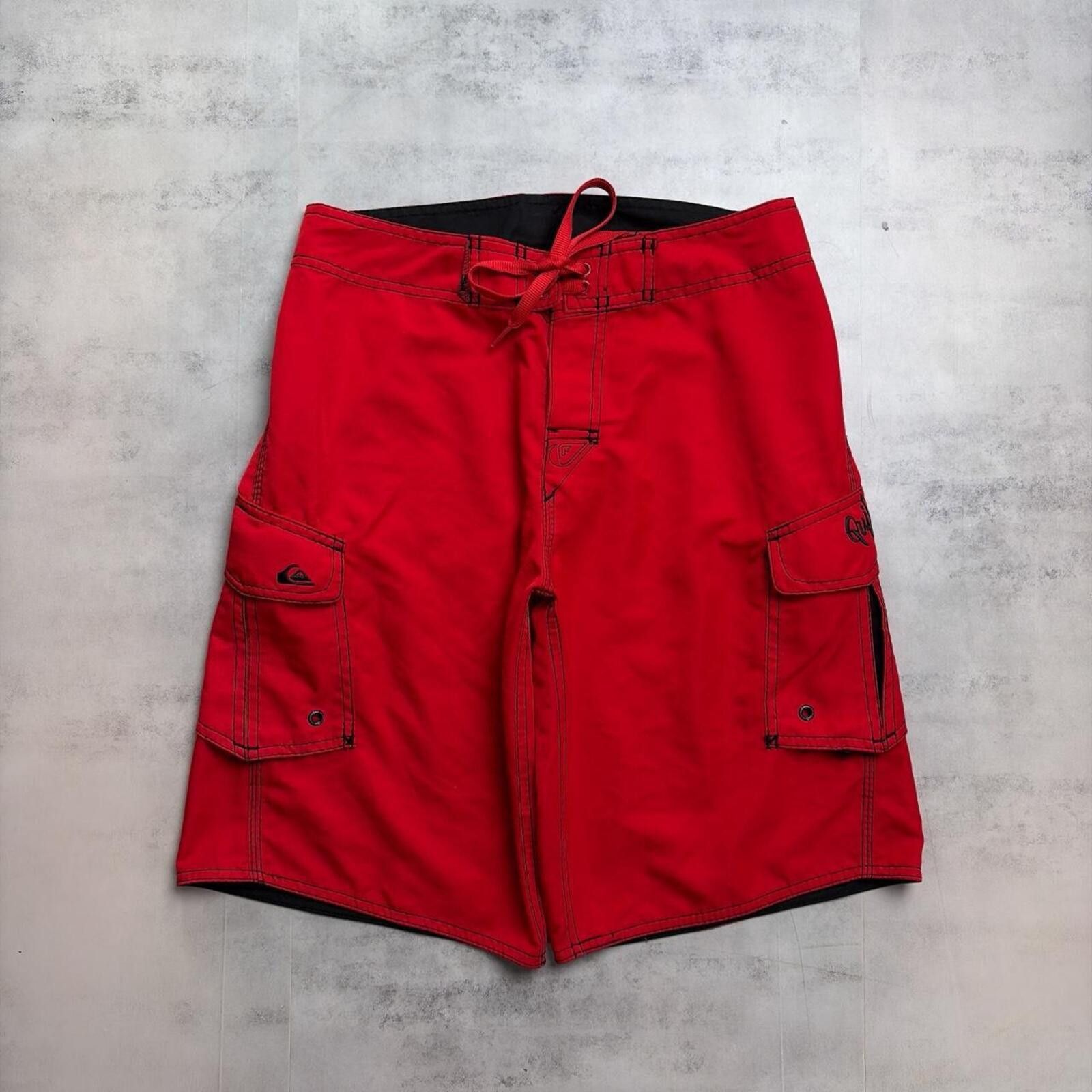 Quiksilver Y2K Red Quiksilver Surf Grunge Baggy Board Shorts Size US 30 / EU 46 - 1 Thumbnail