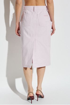 Gucci o1B3y1r0426 Mid-length Cotton Canvas Delave Skirt in Pink Size 30" / US 8 / IT 44 - 4 Thumbnail