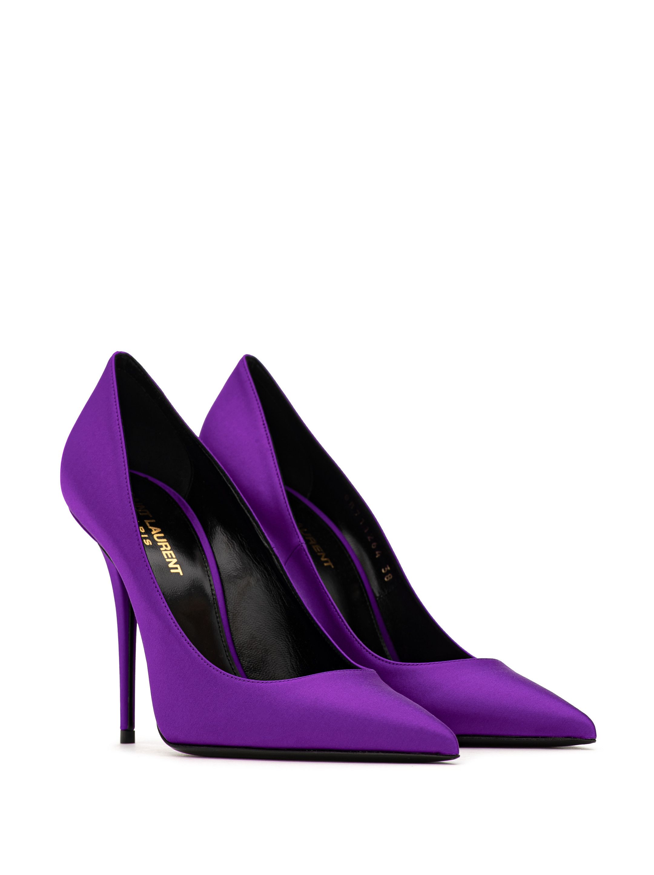 Saint Laurent Paris o1b1hav111224 Instinct Pumps in Crepe Satin in Purple Size US 8 / IT 38 - 2 Thumbnail