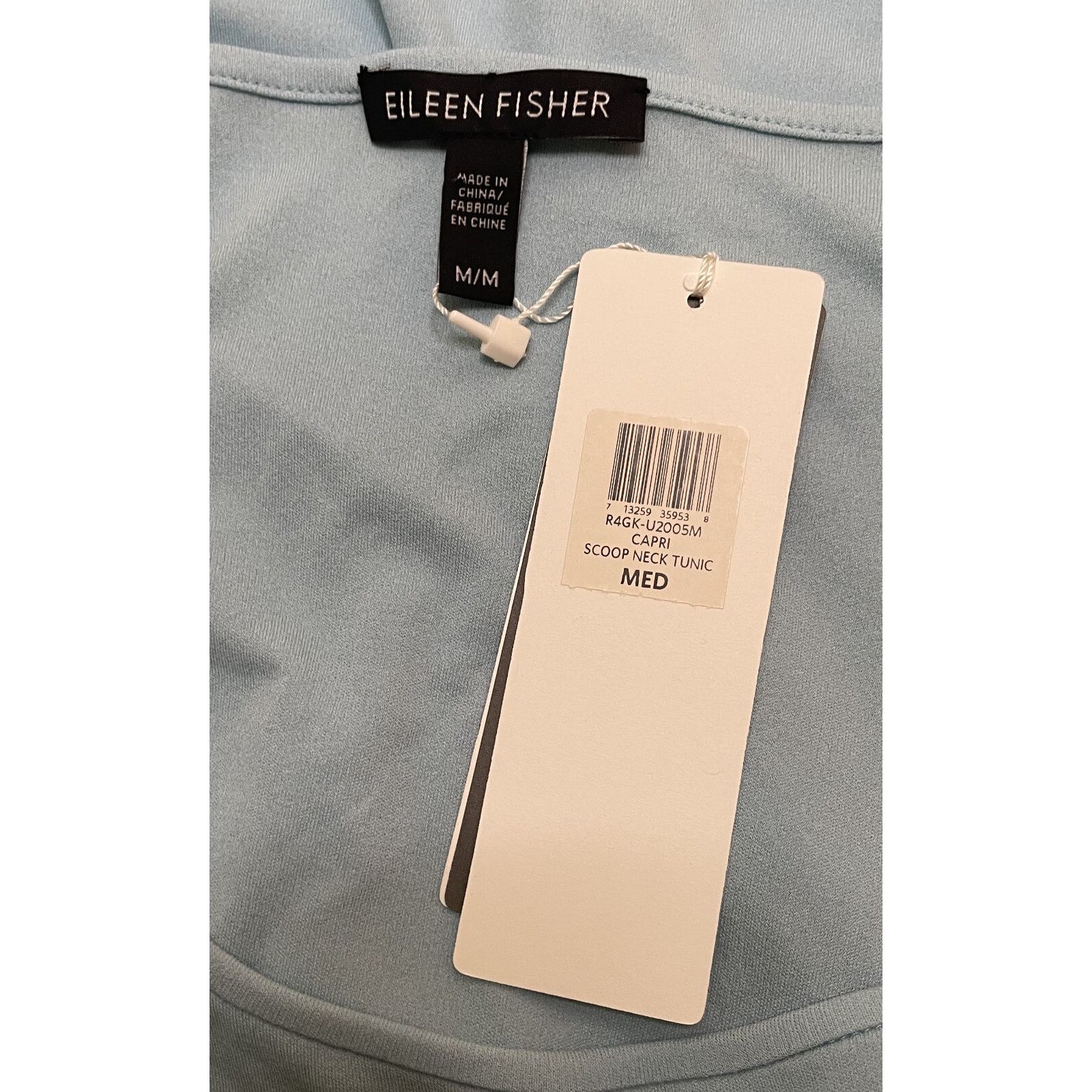 Eileen Fisher Eileen Fisher Capri Blue Scoop Neck Tunic Top M NWT Silk Size M / US 6-8 / IT 42-44 - 5 Thumbnail