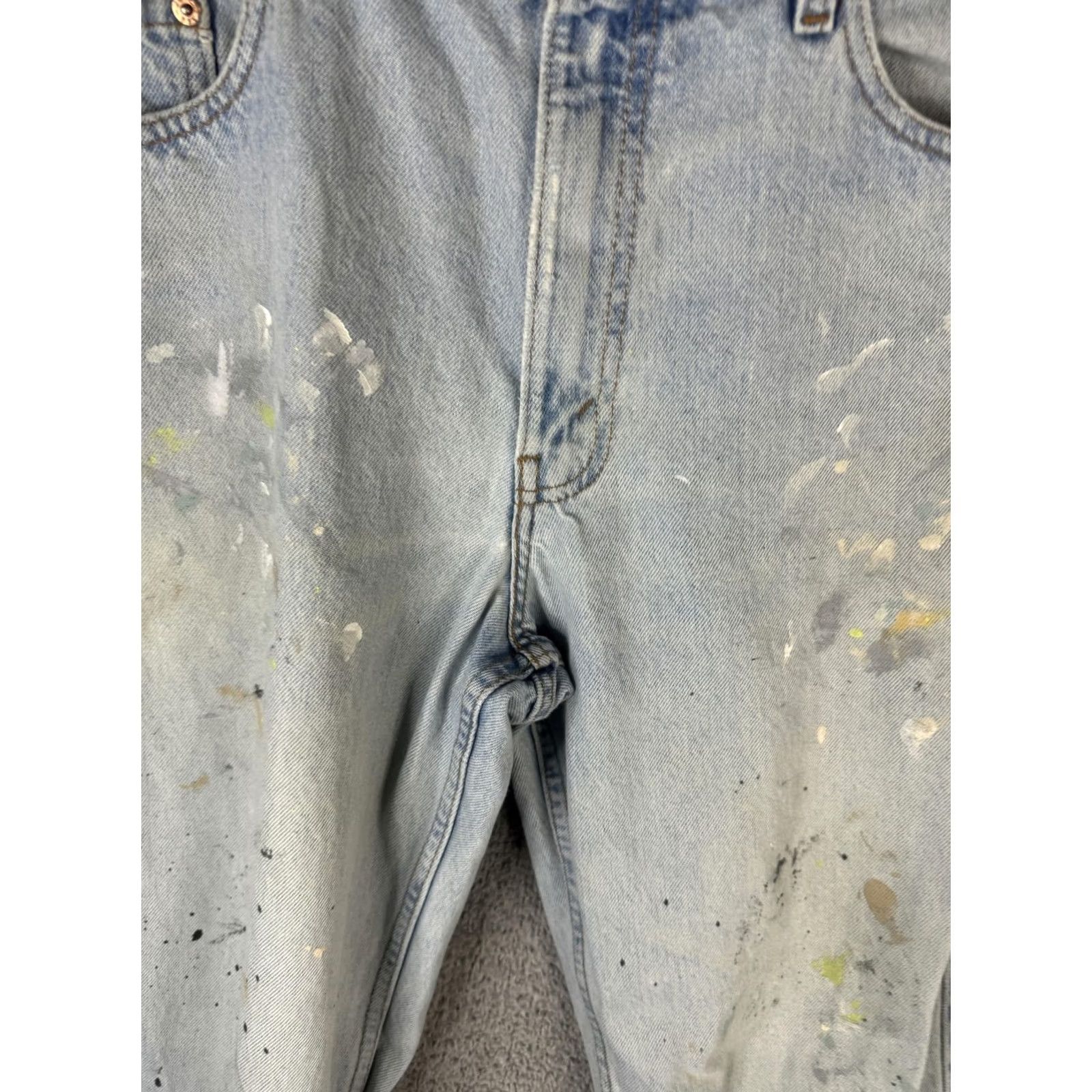 Levi's VINTAGE Levi's 560 Jeans Mens 33x34 Light Wash Blue Paint Loose Tapered USA 90s Size US 33 - 5 Thumbnail