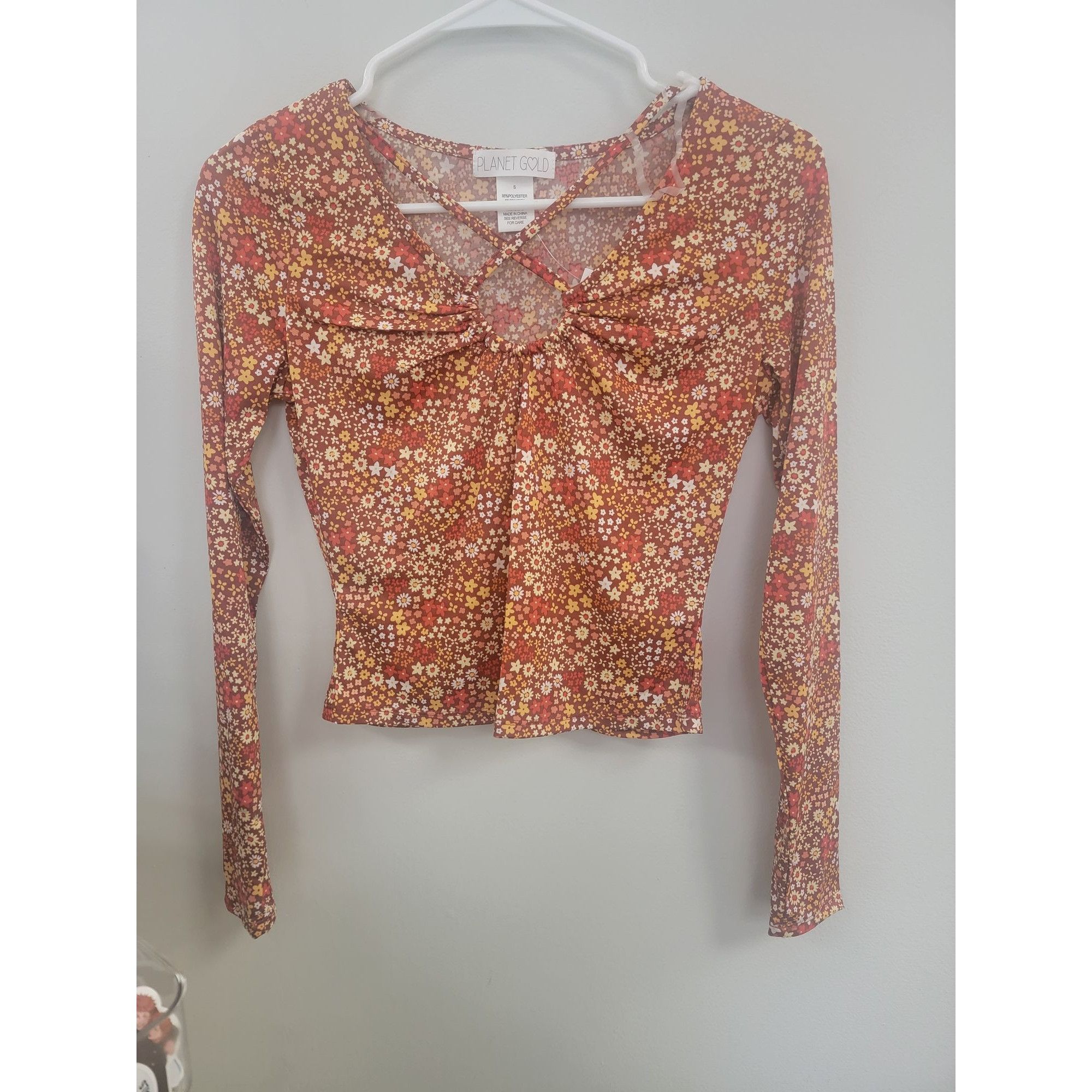 Other Floral Long Sleeve Crisscross Neck Top For Women Small Size S / US 4 / IT 40 - 1 Thumbnail