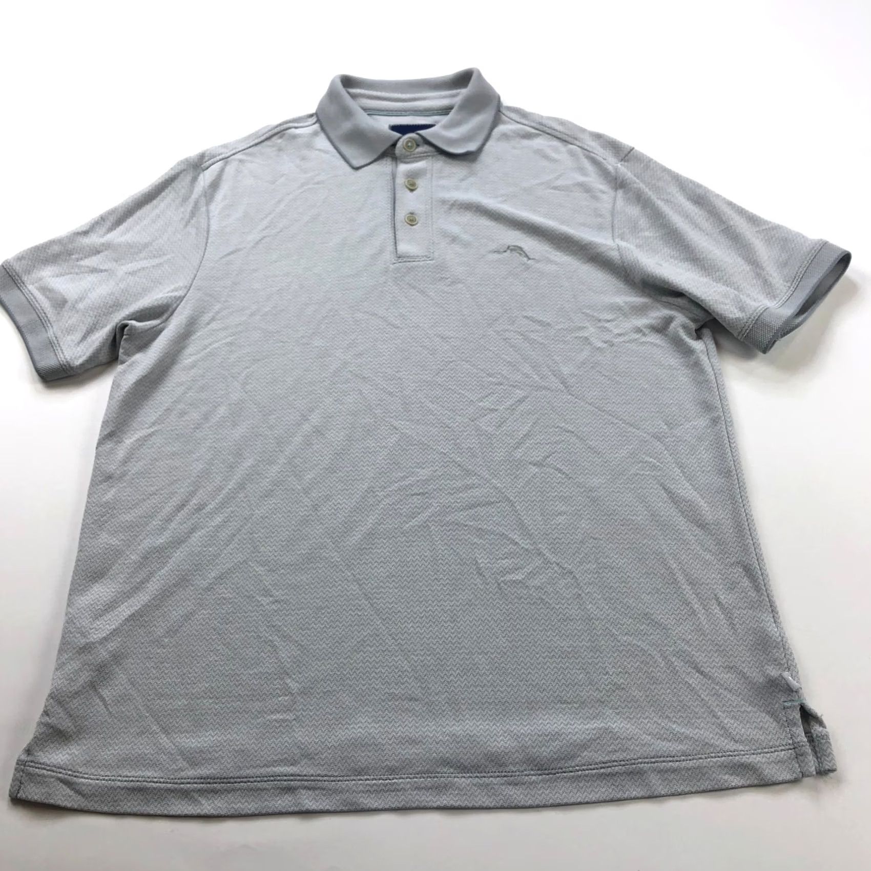 Tommy Bahama Tommy Bahama Polo Shirt M/L Modal Mens Short Sleeve Striped Gray Button Polo Shirt, Regular Fit, Image Size US M / EU 48-50 / 2 - 3 Thumbnail