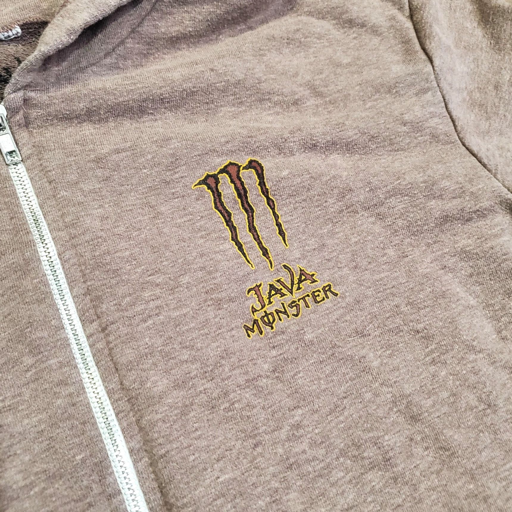 Vintage Java Monster Hoodie Mens 3XL Brown Full Zip Logo Embroidered Sweatshirt Size US XXL / EU 58 / 5 - 5 Thumbnail