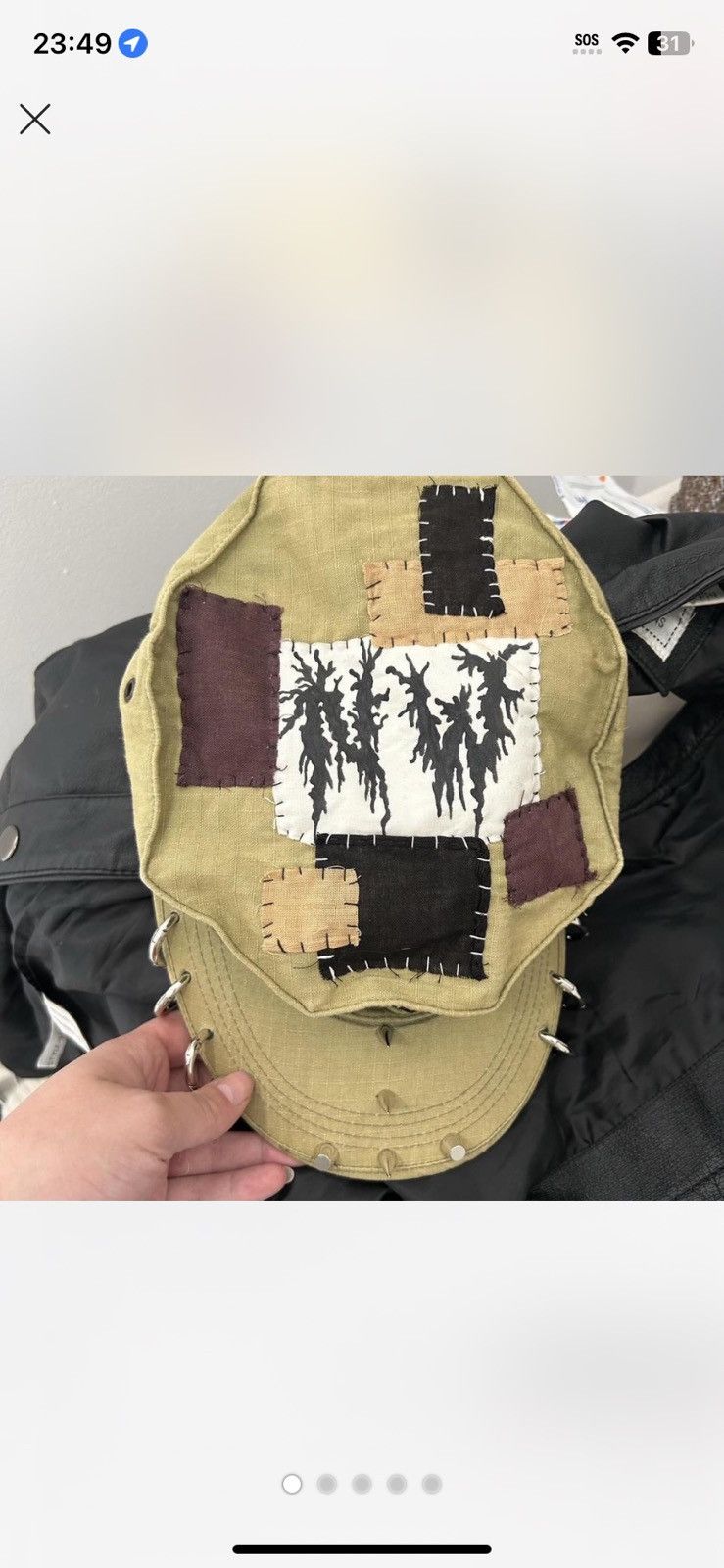 Handmade Khaki industrial alt patchwork cap Size ONE SIZE - 1 Thumbnail