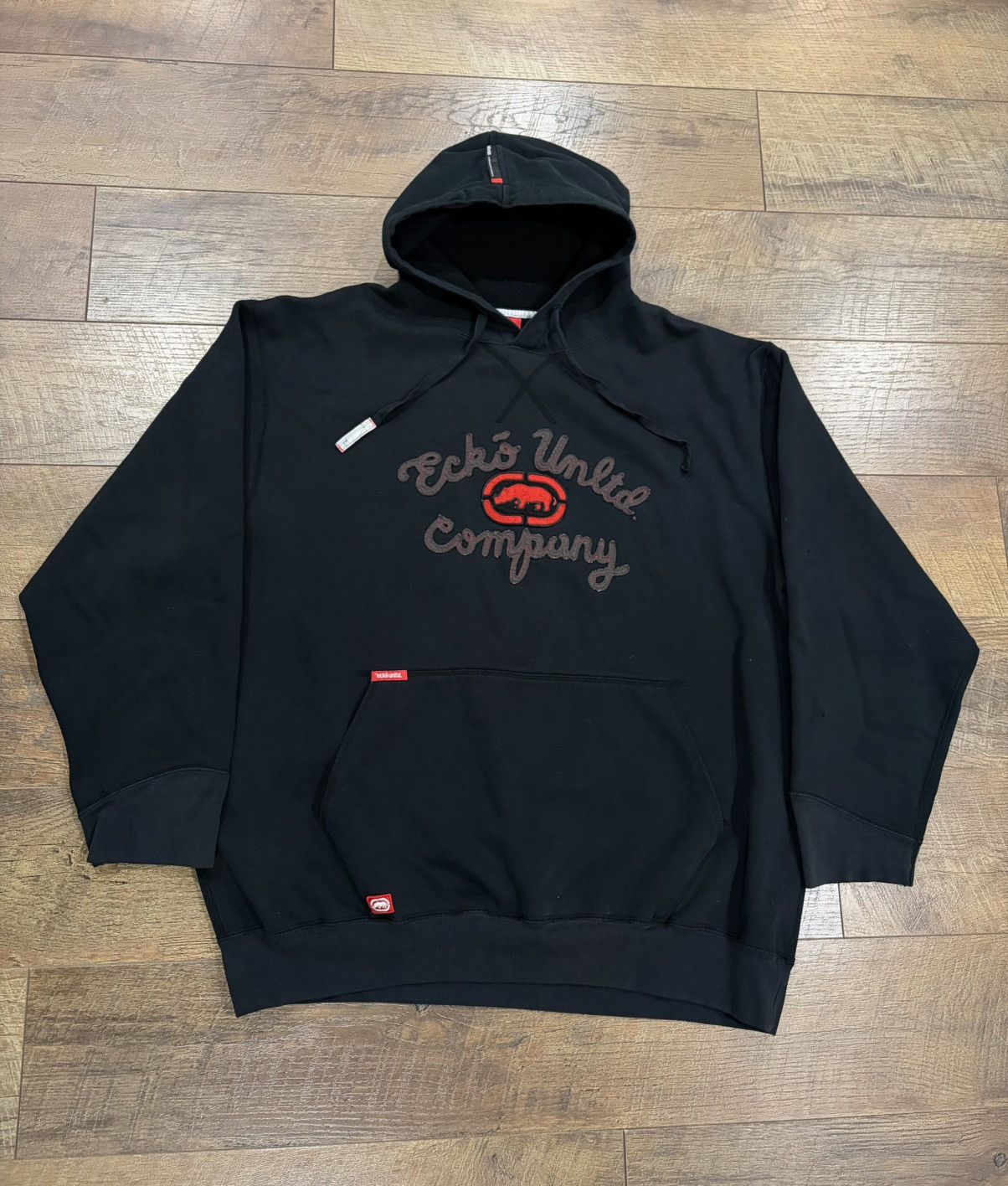 Ecko Unltd. Vintage Y2k Ecko Unltd. Logo Stitched Hoodie Black Red XXL Size US XXL / EU 58 / 5 - 1 Thumbnail