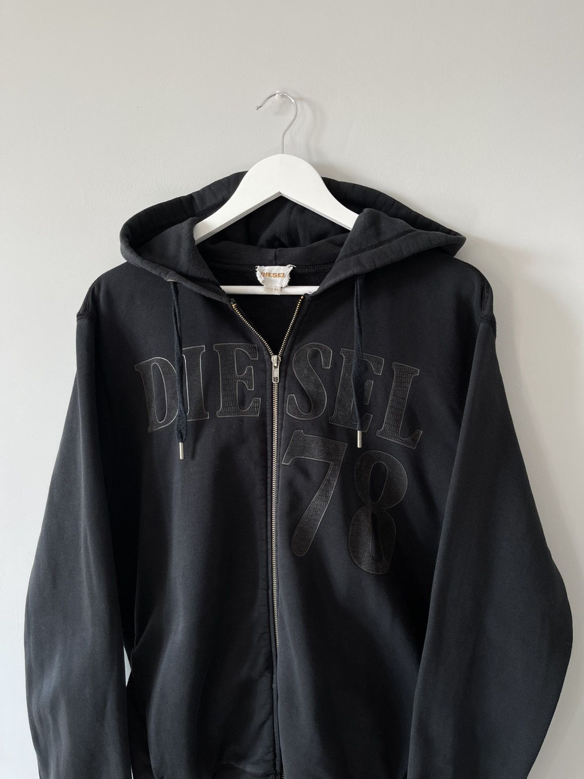 Diesel Vintage DIESEL 78 Big Logo Washed Y2k Punk Zip Up Hoodie Size US XL / EU 56 / 4 - 2 Thumbnail