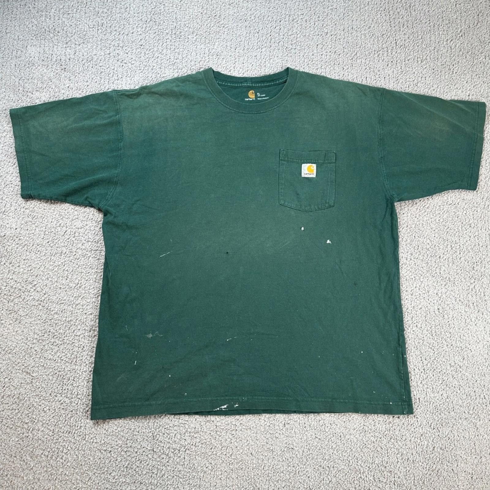 Carhartt Carhartt K87 Pocket T Shirt XL Green Workwear Distressed Size US XL / EU 56 / 4 - 1 Thumbnail