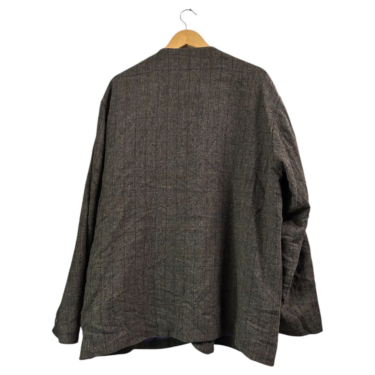 Needles Collarless/V Neck Herringbone Three Button Chore Blazer Size 40R - 3 Thumbnail