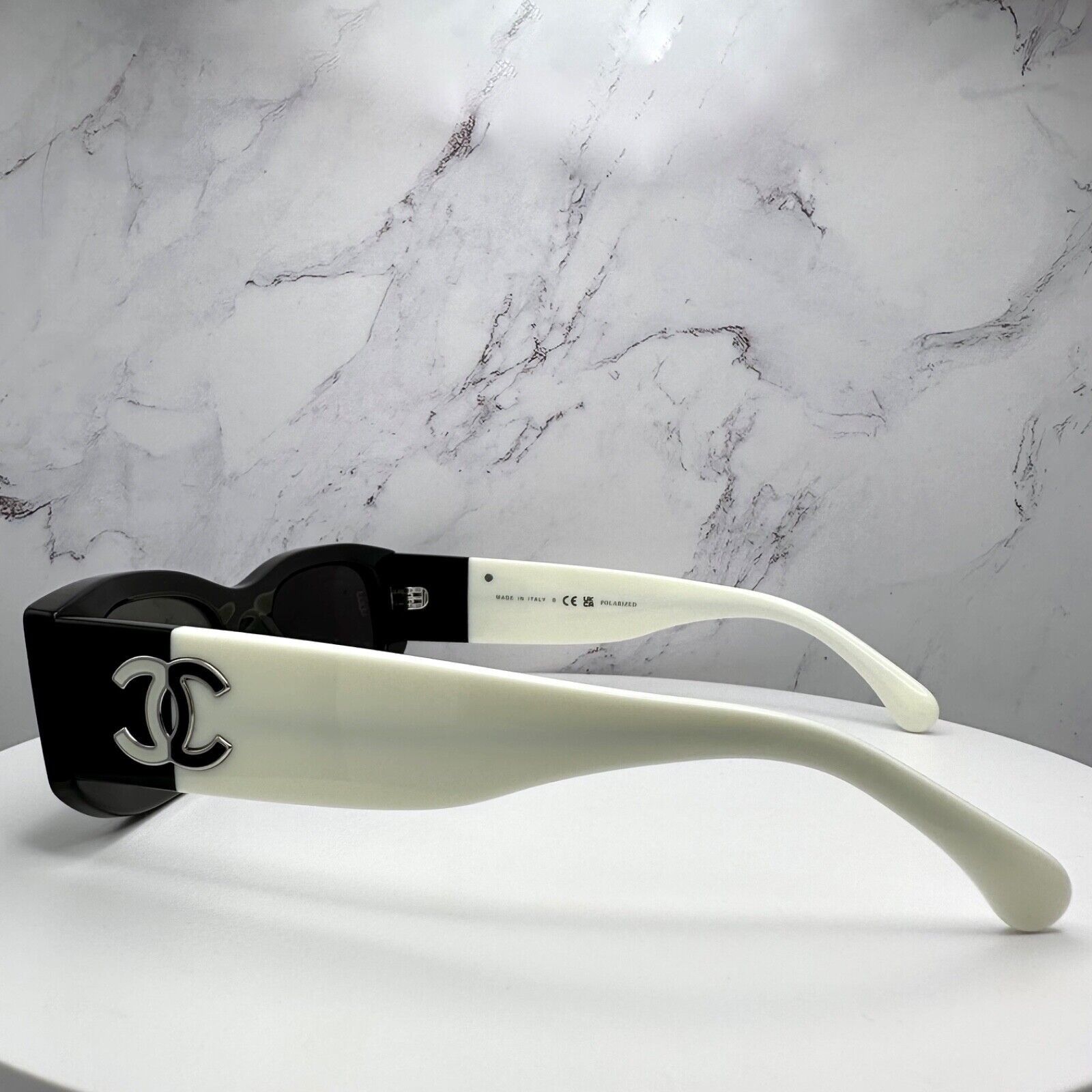 New CHANEL Sunglasses Black White Polarized CC Logo