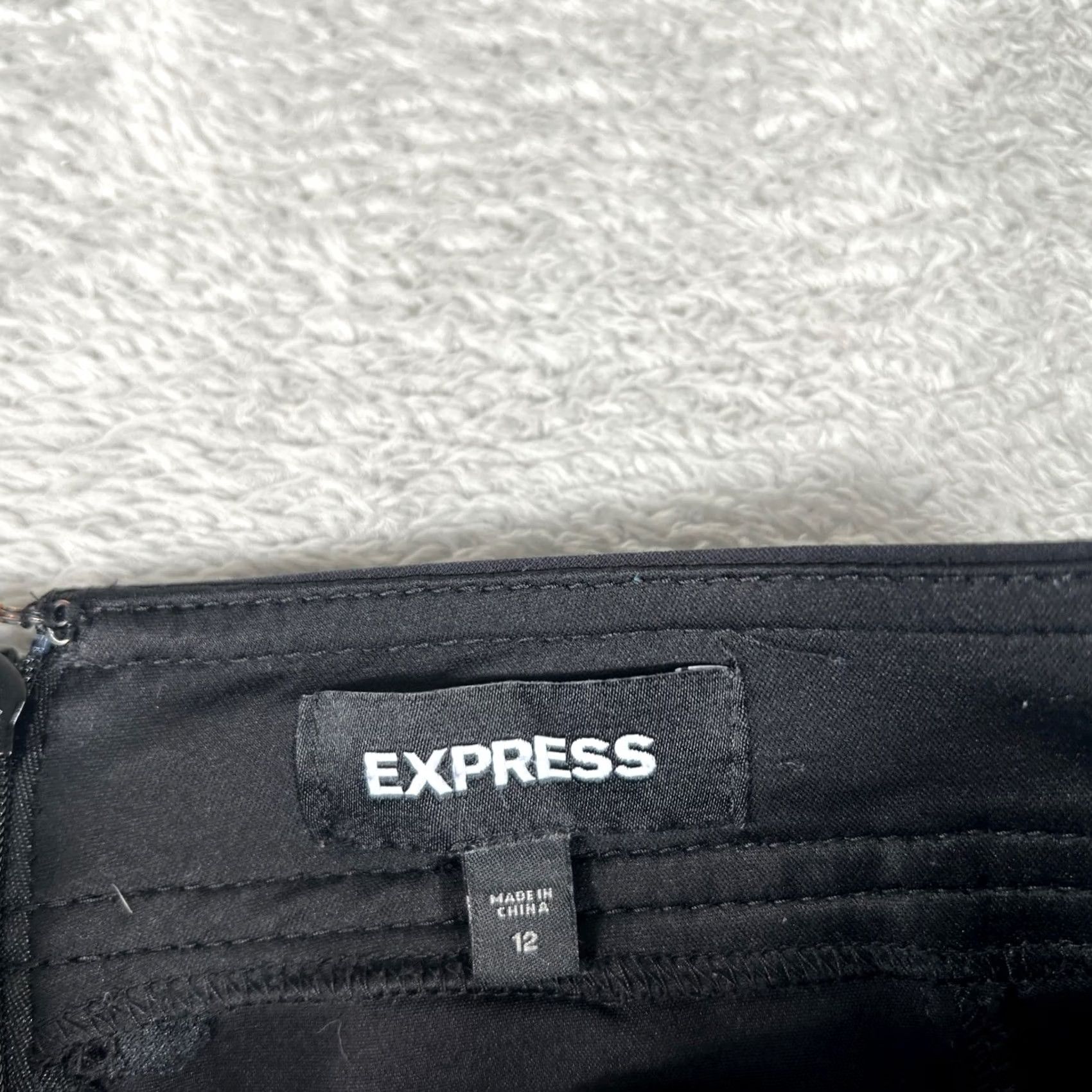 Express Y2K Express Mini Skirt Womens 12 Lace Up Front Pockets Grunge Mall Goth Black Polyester Cotton Blend Spandex Short Zip Size 34" / US 12 / IT 48 - 3 Thumbnail