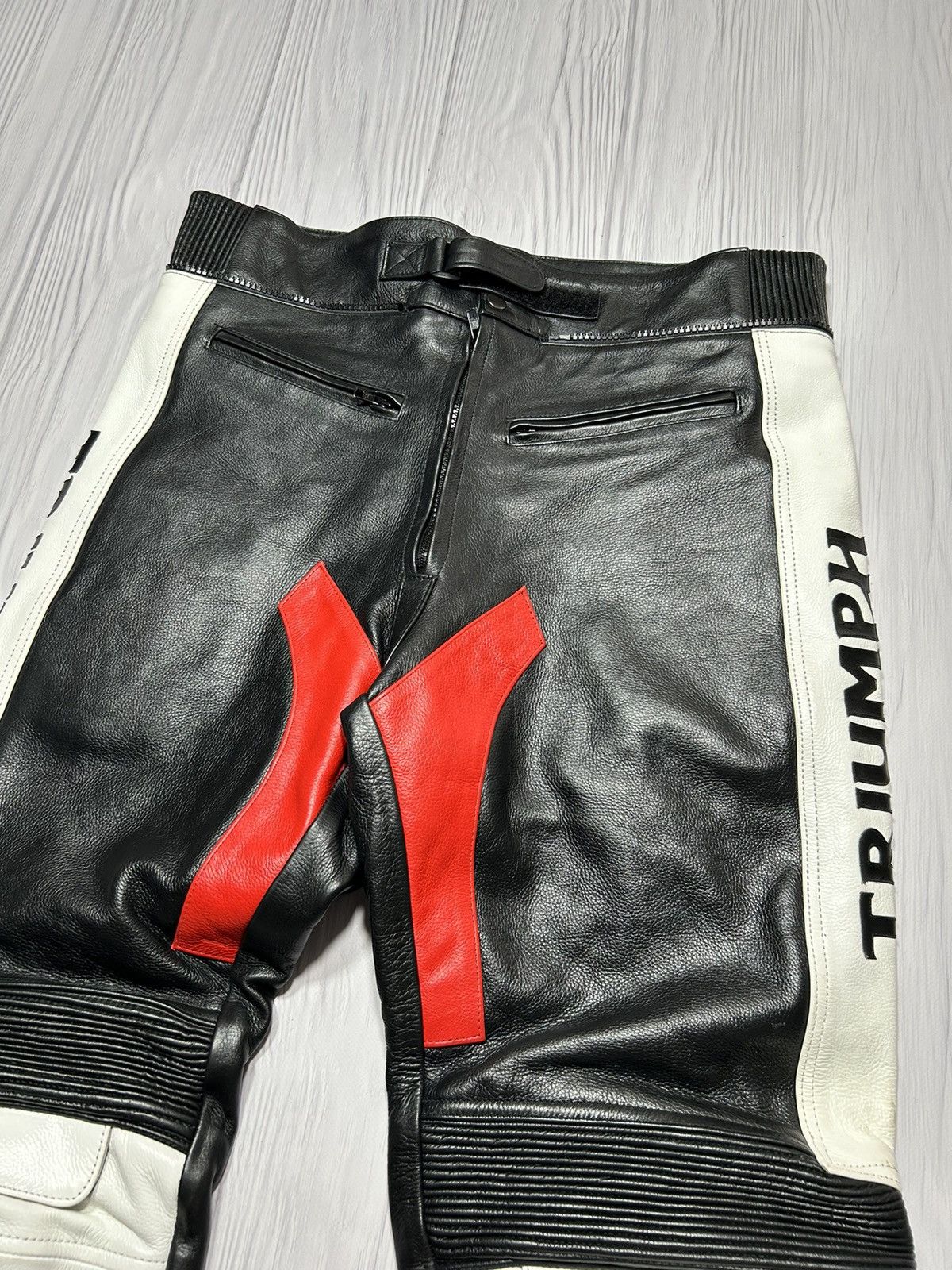 Genuine Leather TRIUMPH Real Heavy Leather Pants Moto Theme Racing Size XXL Size US 38 / EU 54 - 12 Thumbnail