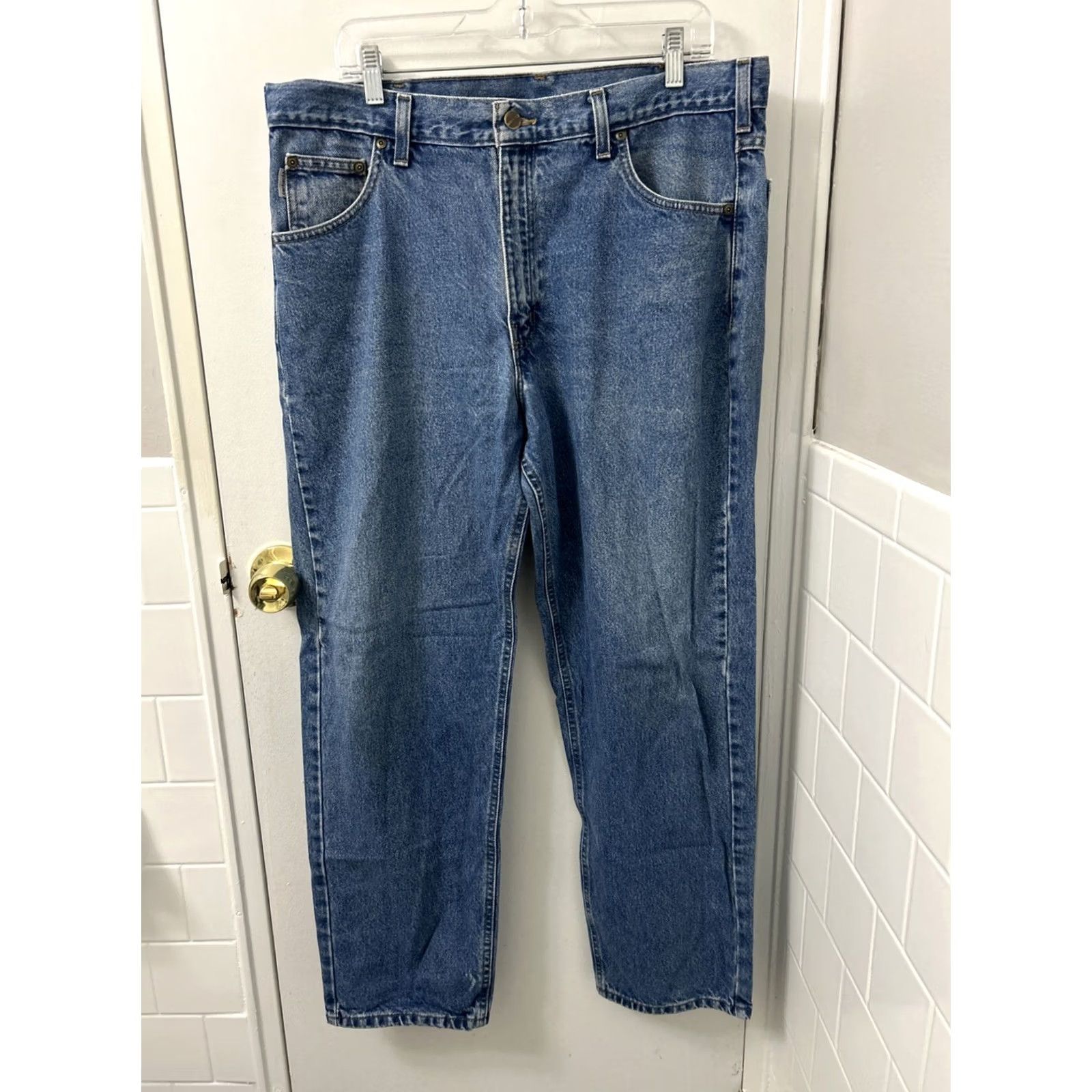 Carhartt VINTAGE Carhartt Jeans Mens 38x30 Blue Relaxed Fit Straight Leg 5-Pocket Denim YKK DST B17 DST Size US 38 / EU 54 - 2 Thumbnail