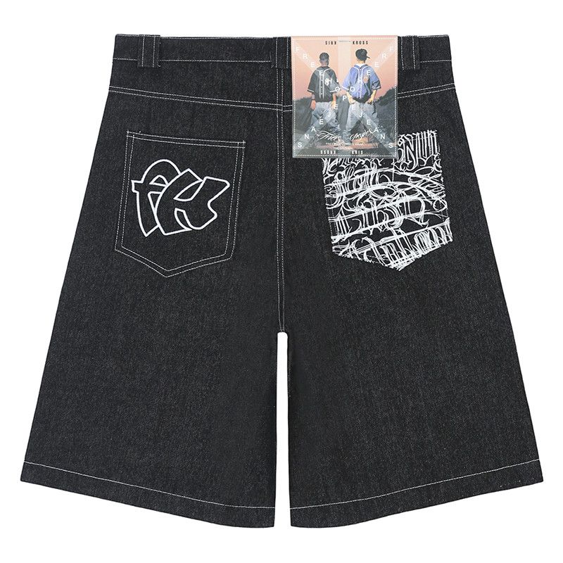 Japanese Brand Hip hop pocket embroidery letters jeans skater jorts Size US 30 / EU 46 - 5 Thumbnail