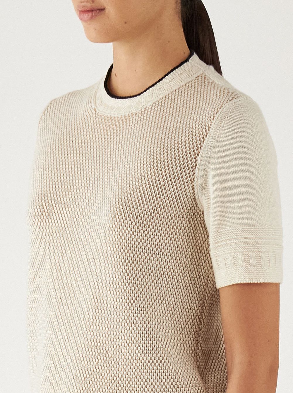Loro Piana o1srvl11e0125 Sheffield Pike Short-Sleeved Sweater in Beige Size S / US 4 / IT 40 - 3 Thumbnail