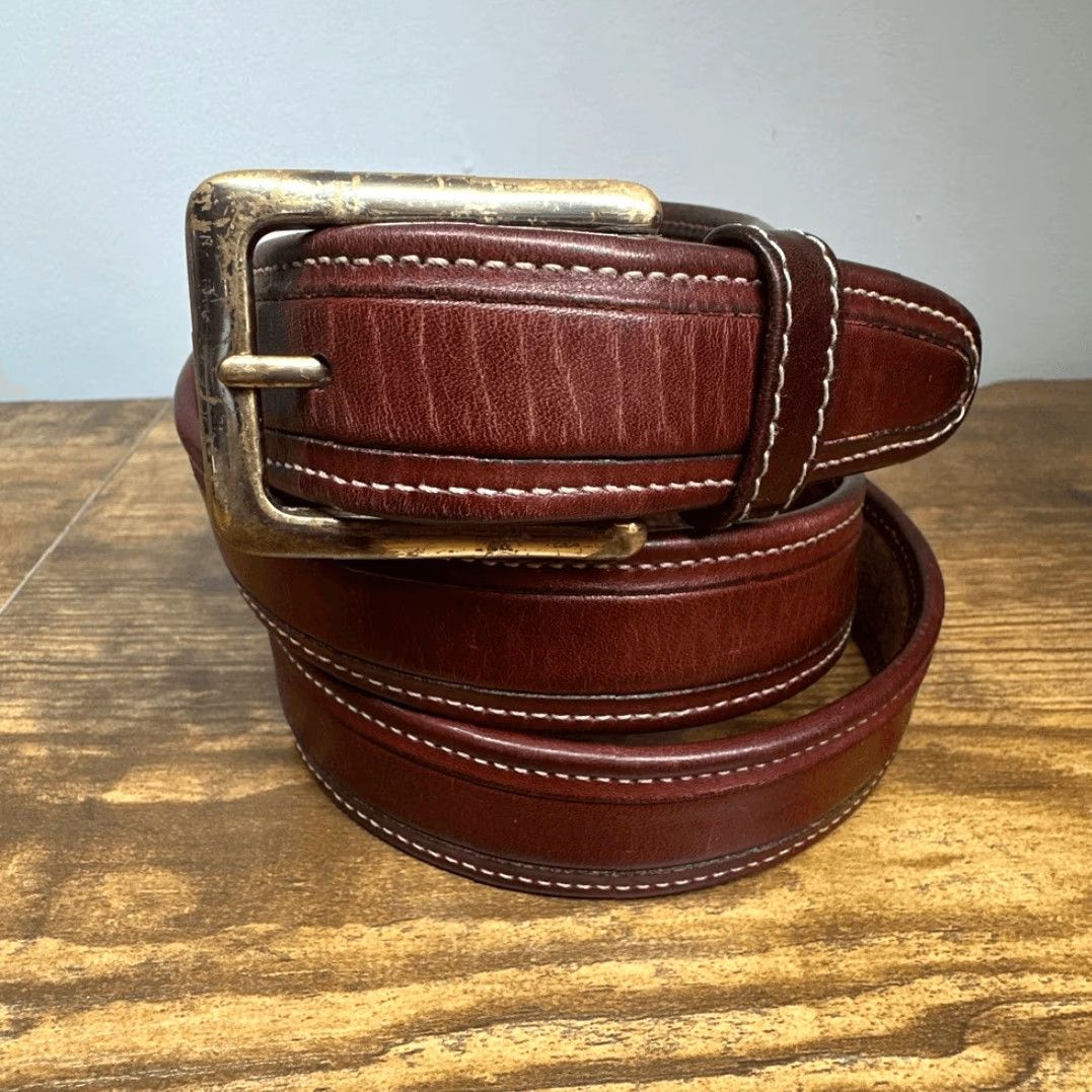 Cole Haan Cole Haan Belt Mens 38 Brown Brass Buckle Made in England A0694 Brown Belt Men 38 Brown 1” W 45” L Size 38 - 2 Thumbnail