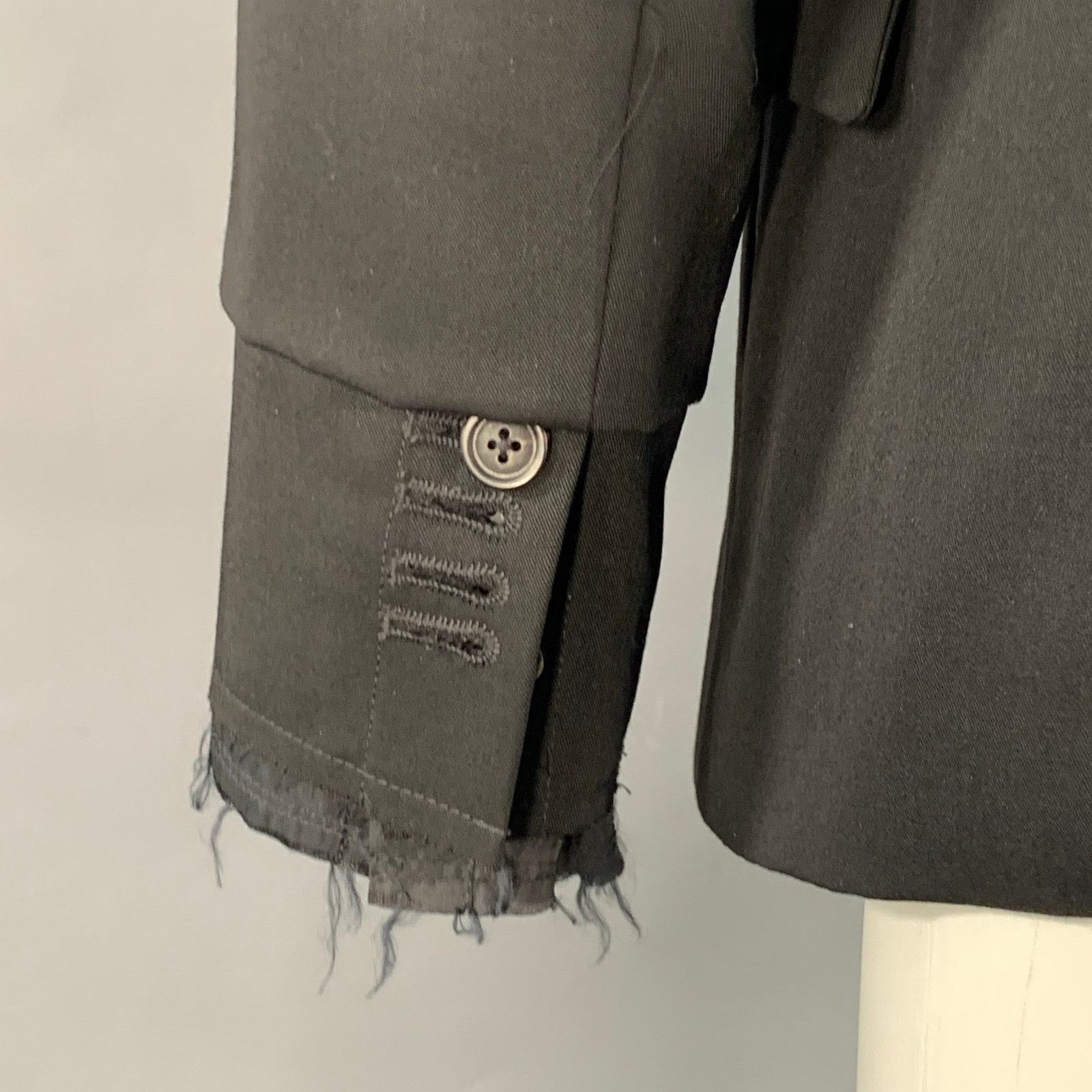 Rundholz XS Black Virgin Wool Distressed Layered Open Back Blazer Size XS / US 0-2 / IT 36-38 - 5 Thumbnail