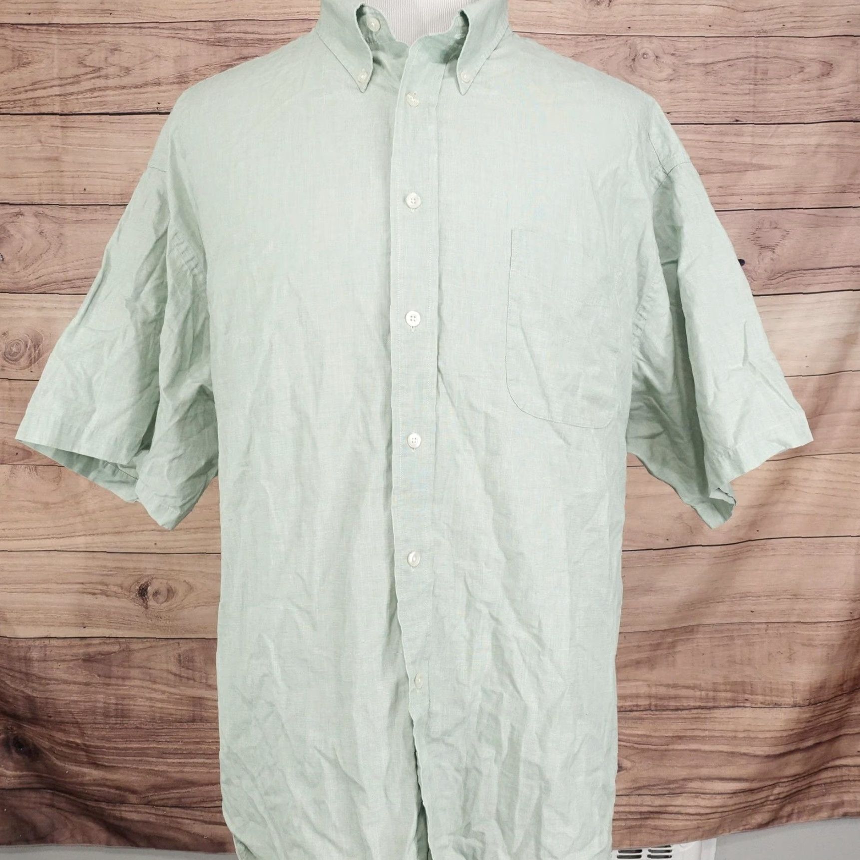 Roundtree & Yorke Roundtree & Yorke Shirt Mens 3XL BIG Short Sleeve Button Down Pocket Classic Green Size US XXL / EU 58 / 5 - 3 Thumbnail