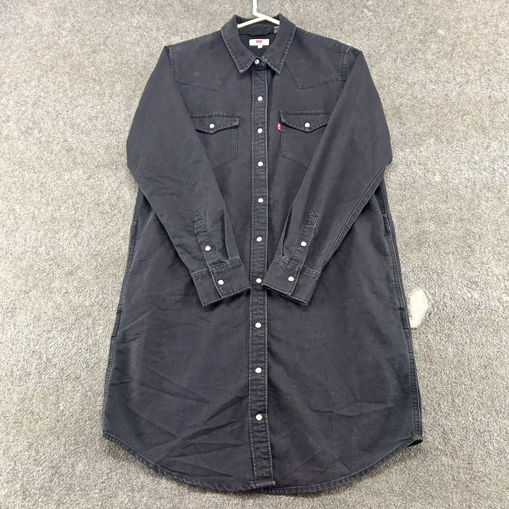 Levi's VINTAGE Levi's Shirt Dress Womens M Black Long Sleeve Button Up Shirt Pearl Snap Cotton Western Size M / US 6-8 / IT 42-44 - 2 Thumbnail