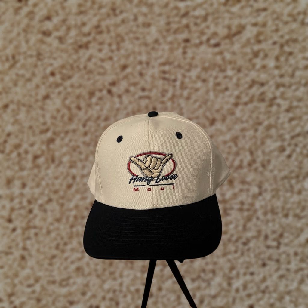 Vintage VINTAGE Hang Loose Maui Hawaii Surfing Beach Shaka Blue Adjustable Snap Back Hat Cap Mens Size ONE SIZE - 1 Thumbnail