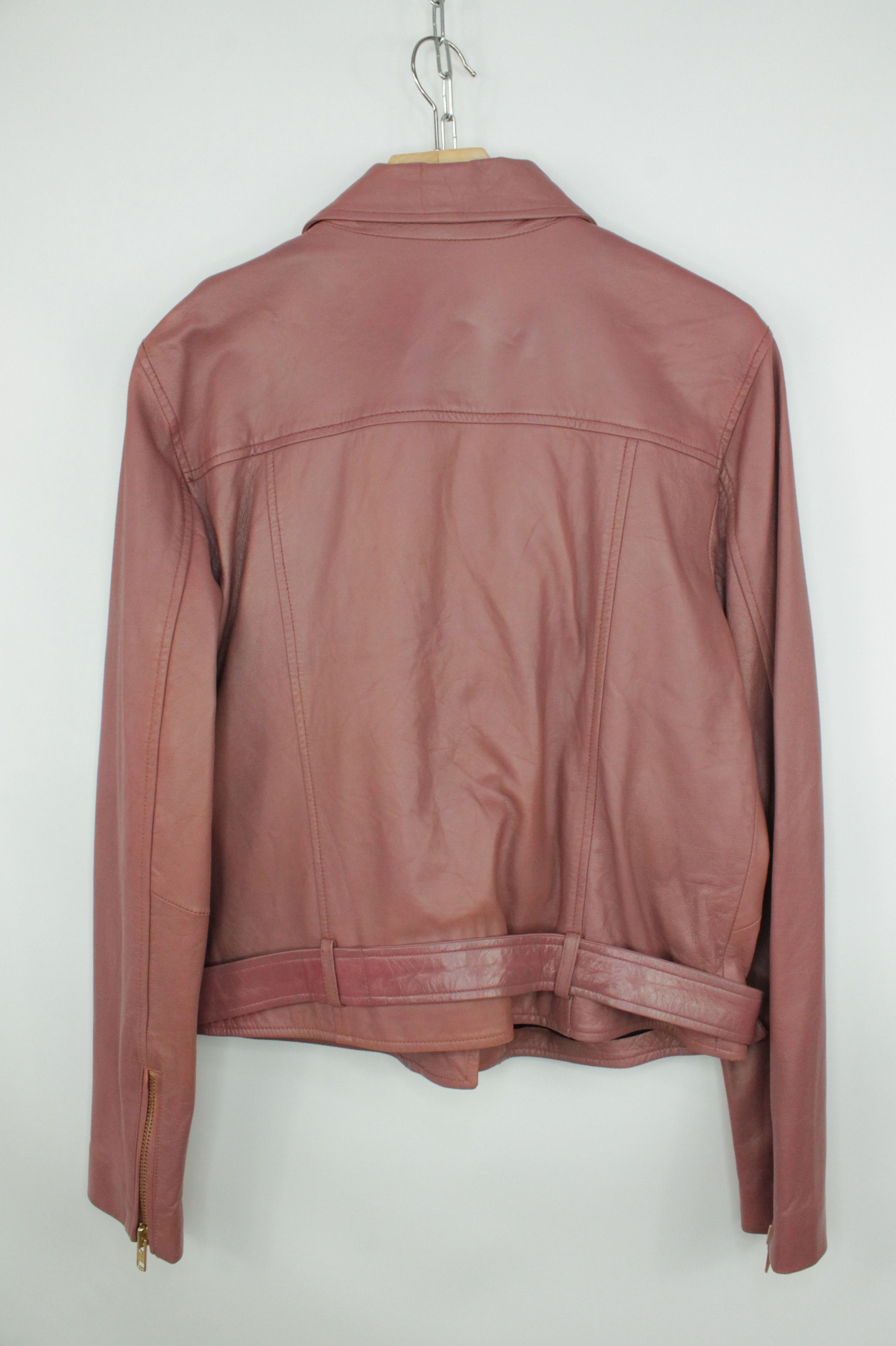 Gestuz Gestuz Edelly Colar Leather Biker Women's Belted Jacket Size L / US 10 / IT 46 - 5 Thumbnail