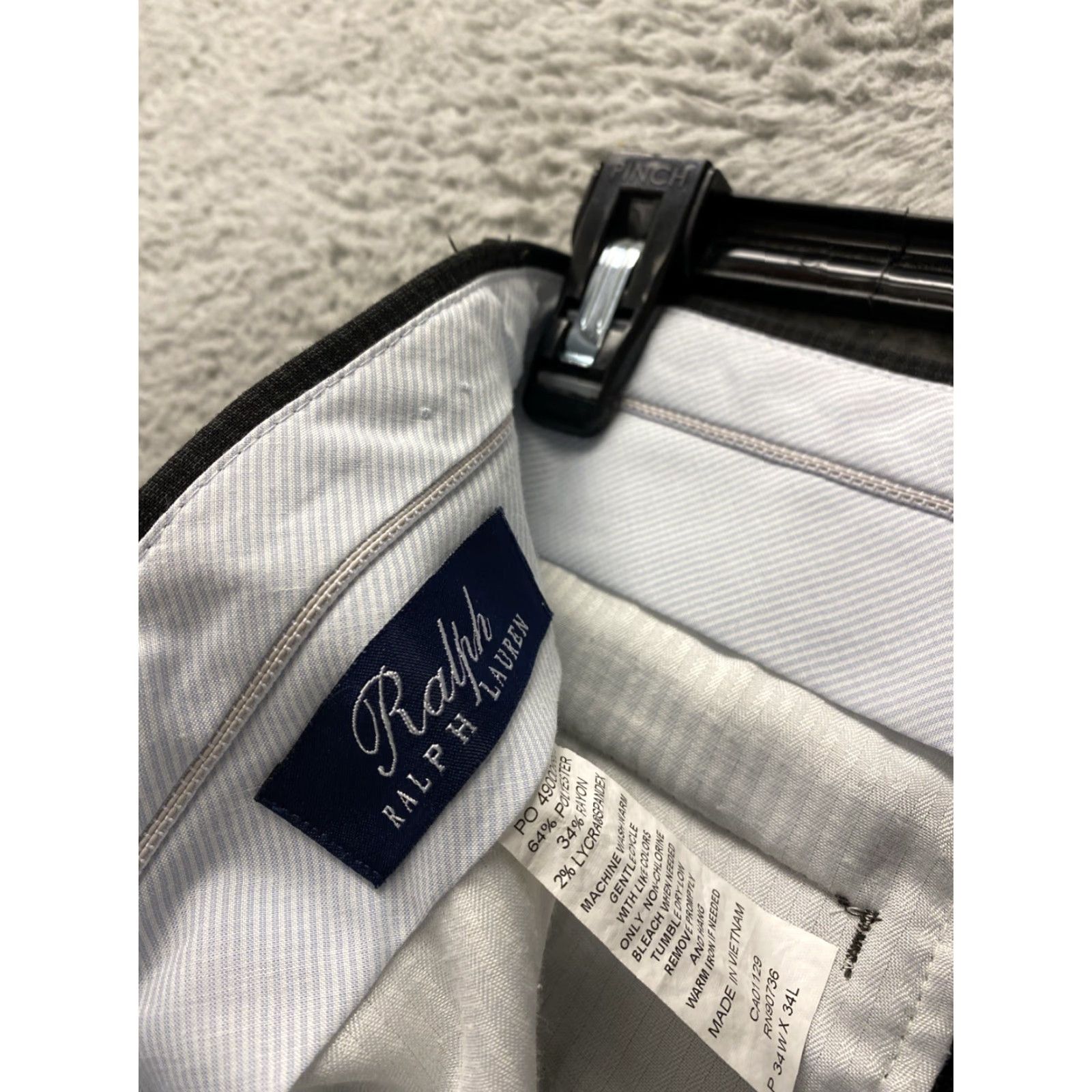 Ralph Lauren Ralph Lauren Blue Label Pants Dark Gray Polyester Blend Side Tabs Flat Front Men 35 Size US 35 - 7 Thumbnail