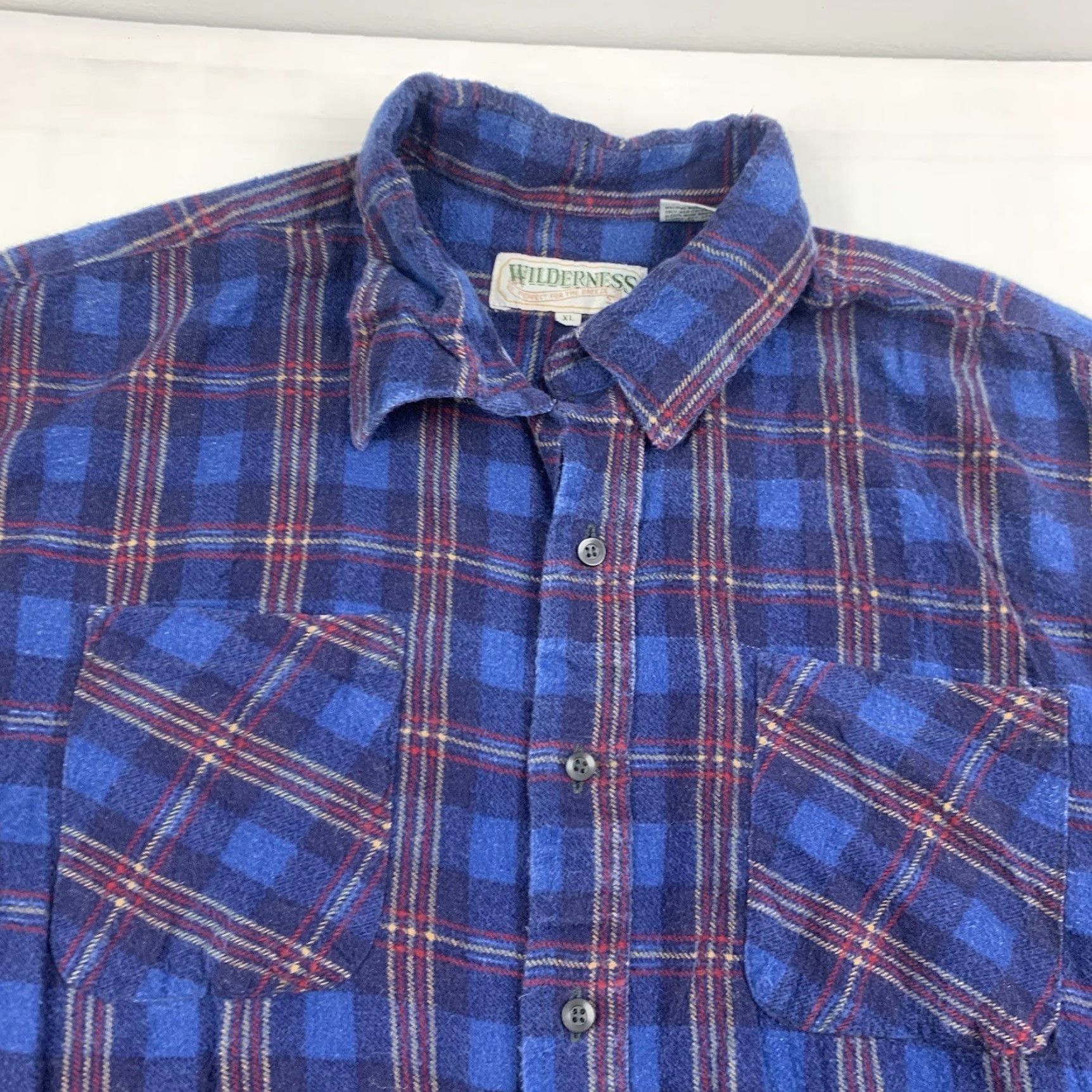 Vintage VINTAGE Wilderness Button-Down Shirt Adult XL Blue Plaid 90s Outdoors Shirt Size US XL / EU 56 / 4 - 2 Thumbnail