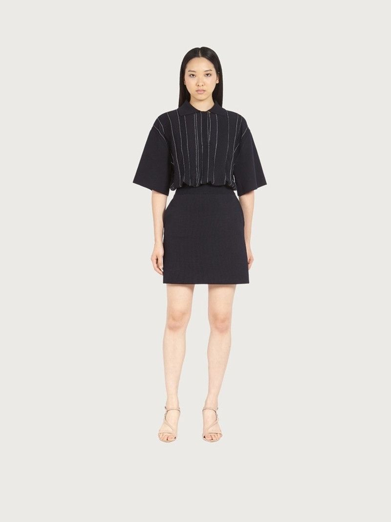 Salvatore Ferragamo o1y0326 Mini Dress in Black/White Size M / US 6-8 / IT 42-44 - 5 Thumbnail
