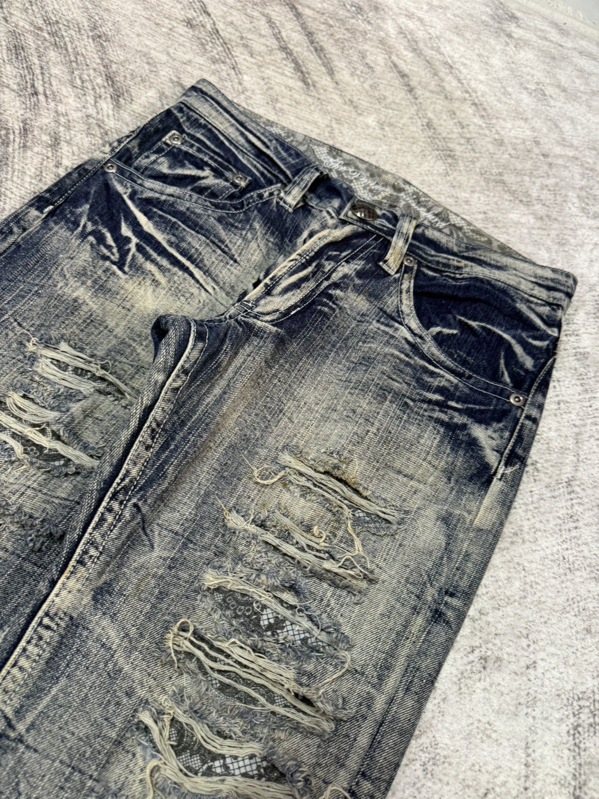 Hysteric Glamour × Japanese Brand The Vintage Standard Acid Wash Destroy Jeans Size US 29 - 4 Thumbnail