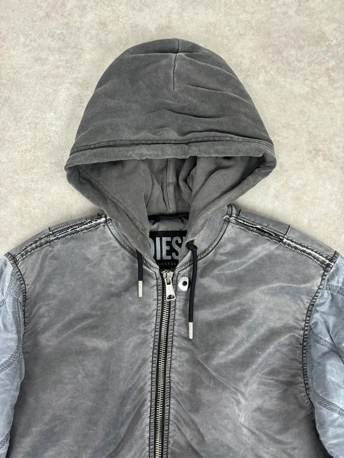 Diesel Diesel Hooded Grey Quilted Sleeves Bomber Jacket Size US M / EU 48-50 / 2 - 4 Thumbnail