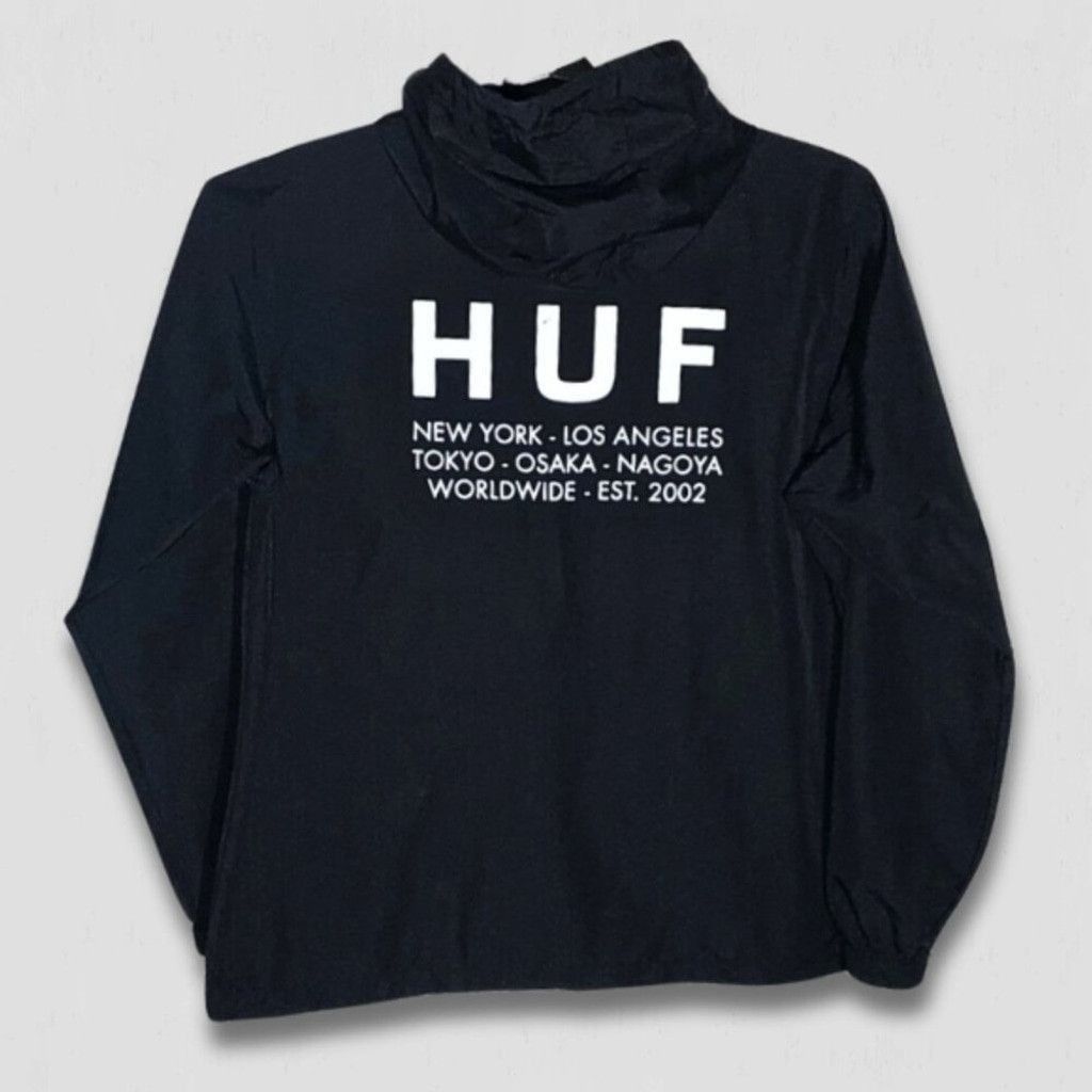 Huf HUF Jacket Flags Half-Zip Hooded Windbreaker Black Large Size US L / EU 52-54 / 3 - 4 Thumbnail