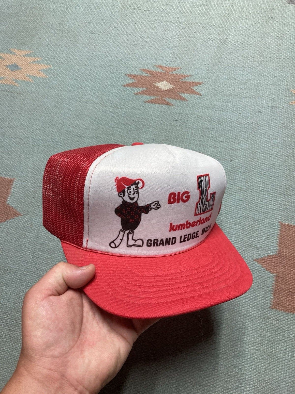 Vintage Vtg trucker hat Big L Lumberland grand ledge Michigan wood Size ONE SIZE - 1 Thumbnail