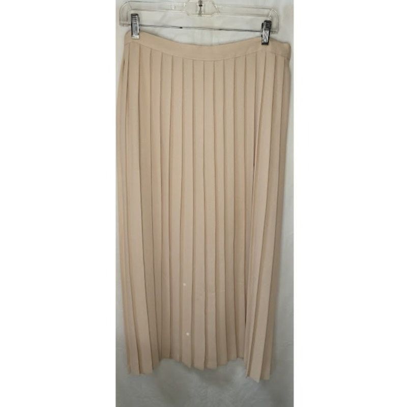 Other Beige Pleated Midi Skirt by Manhattan Nice Wear Size 2X Size 38" / US 16 / IT 52 - 3 Thumbnail