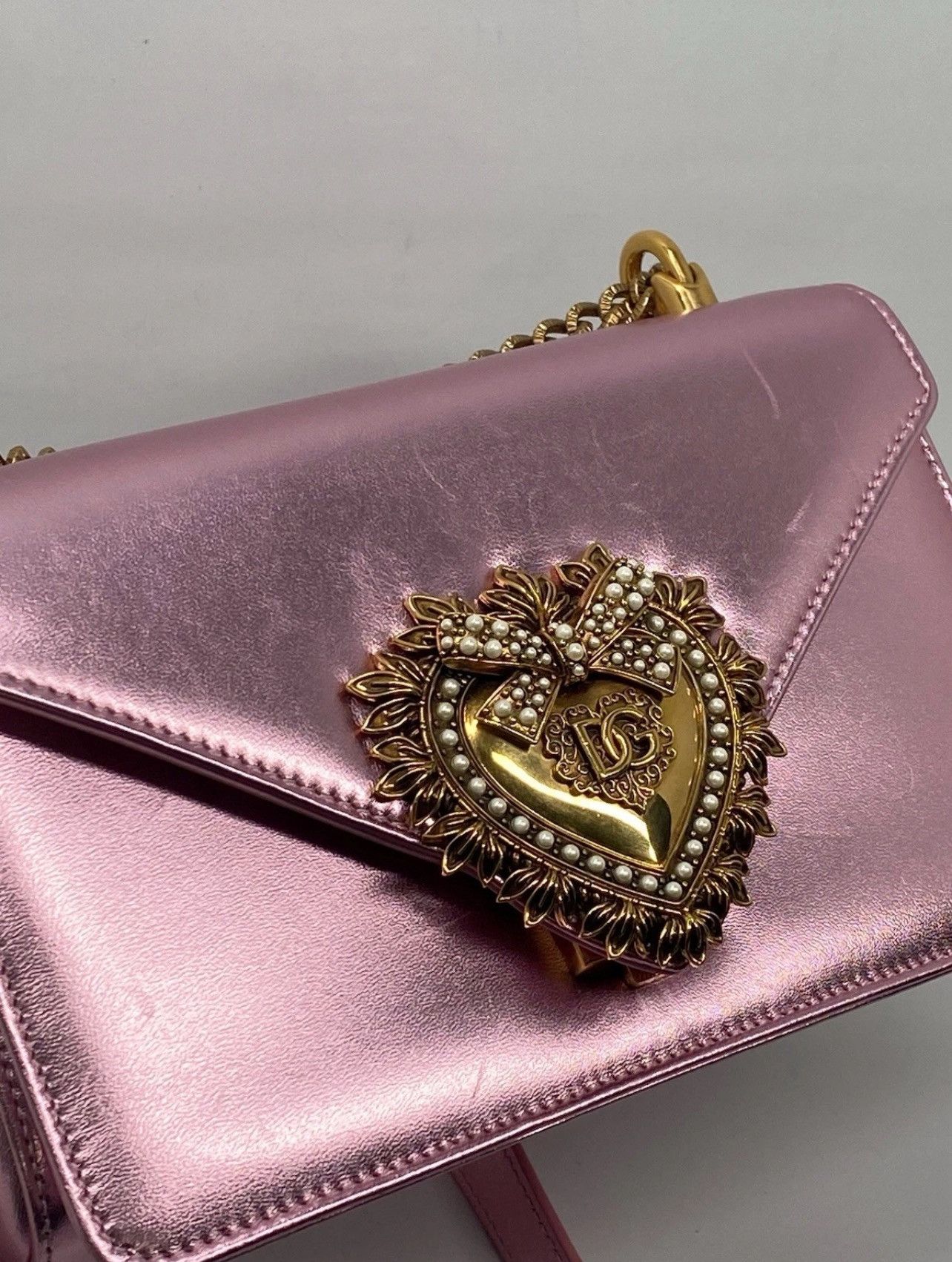 Dolce & Gabbana Dolce & Gabbana Devotion metallic leather shoulder bag Size ONE SIZE - 6 Thumbnail